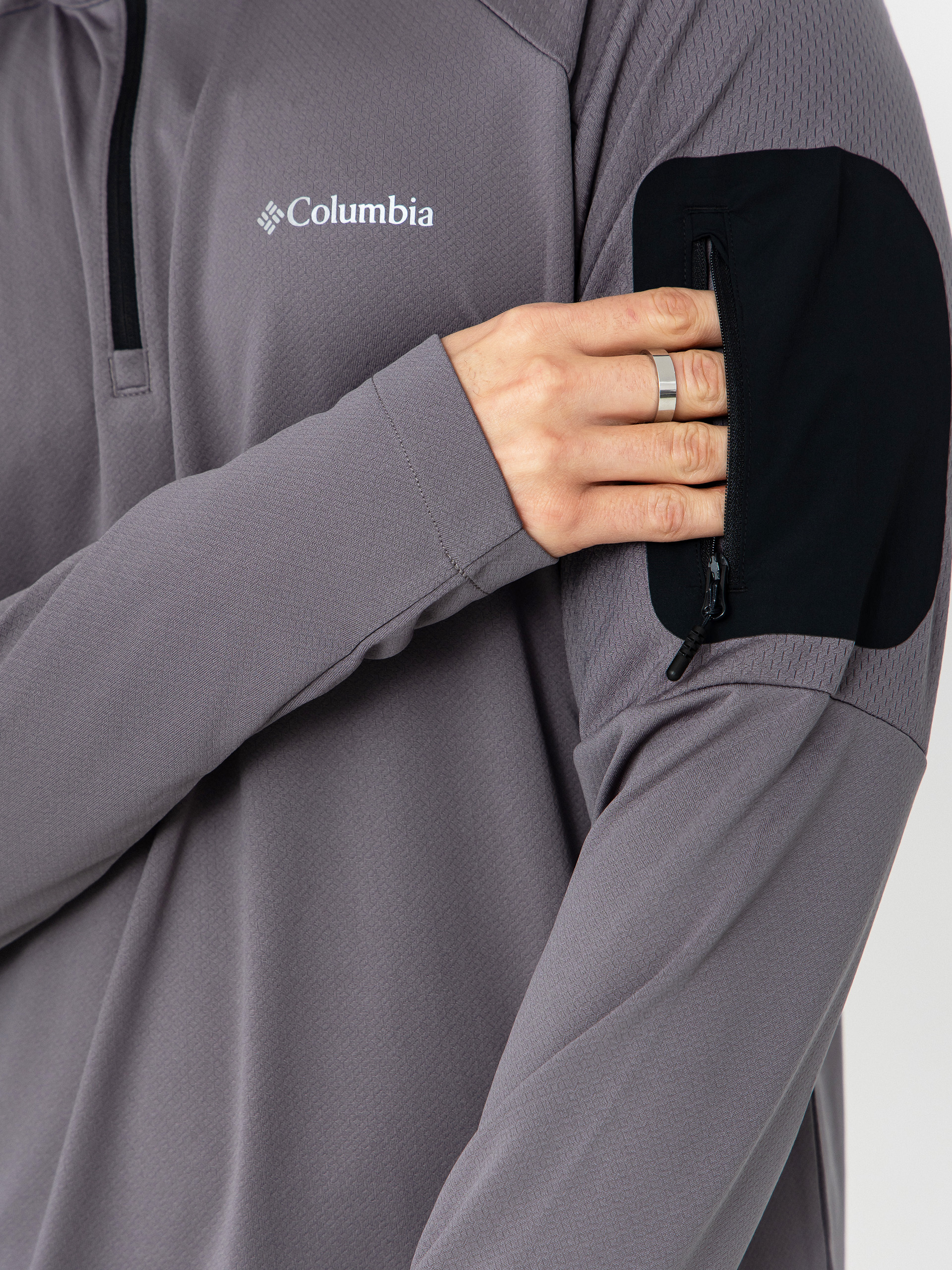 Pánsky Flísová mikina Columbia Tech Knit 1/4 Zip (city grey/blac)