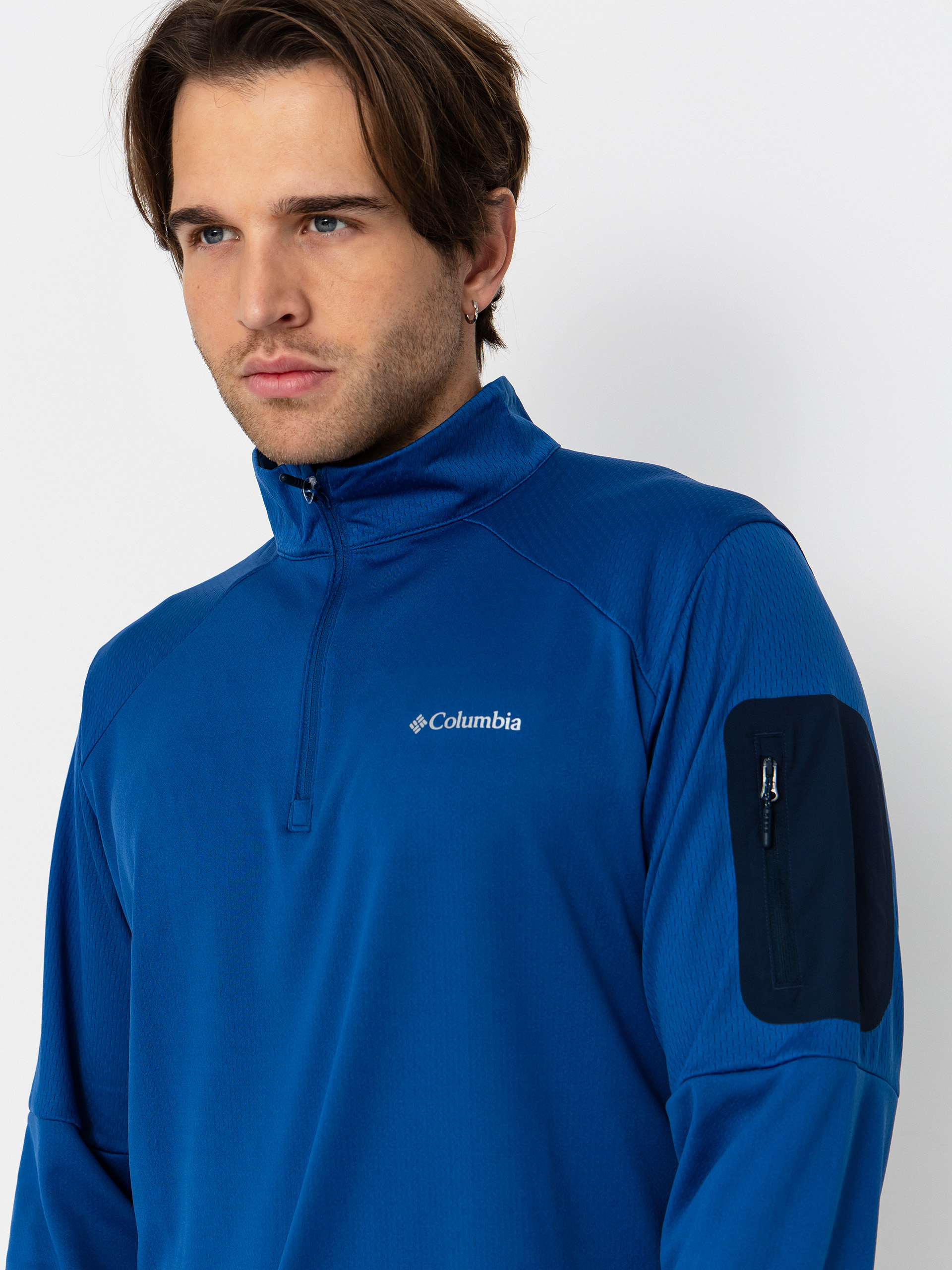 Pánsky Flísová mikina Columbia Tech Knit 1/4 Zip (mtn blue/coll)