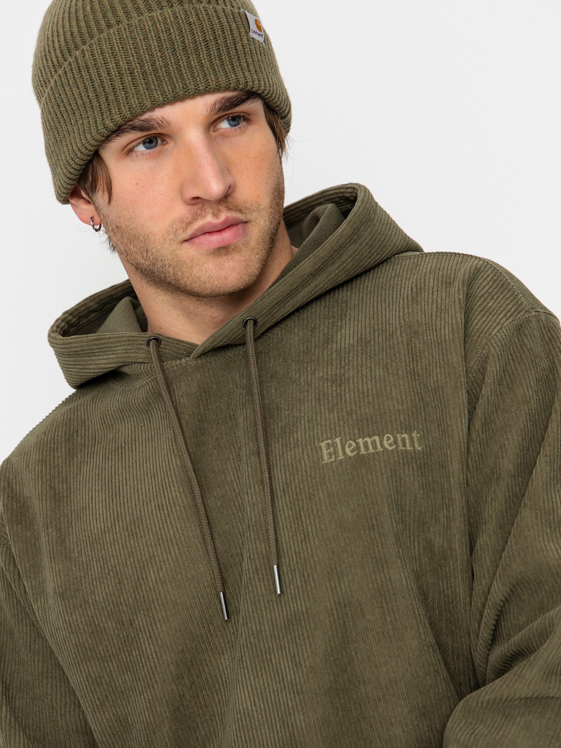 Mikina s kapucňou Element Serif Corduroy HD (kalamata)
