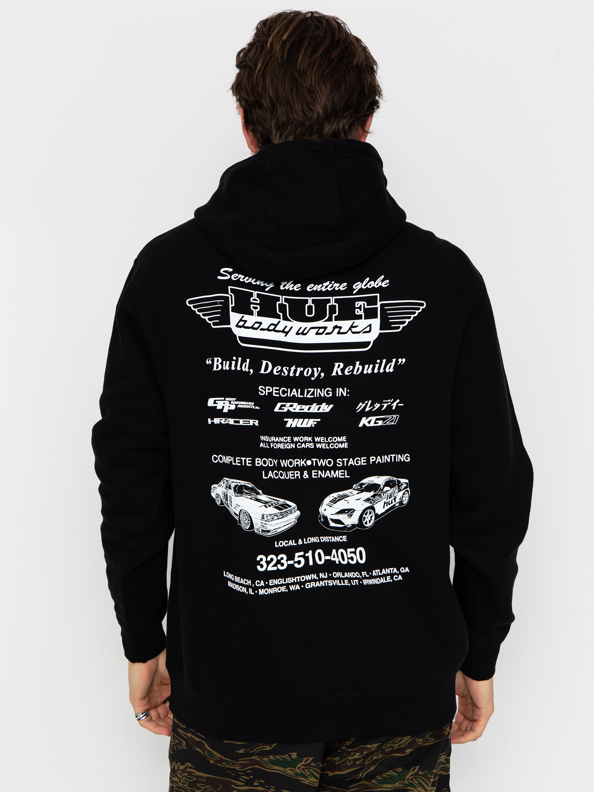 Mikina s kapucňou HUF X Greddy Body Works HD (black)