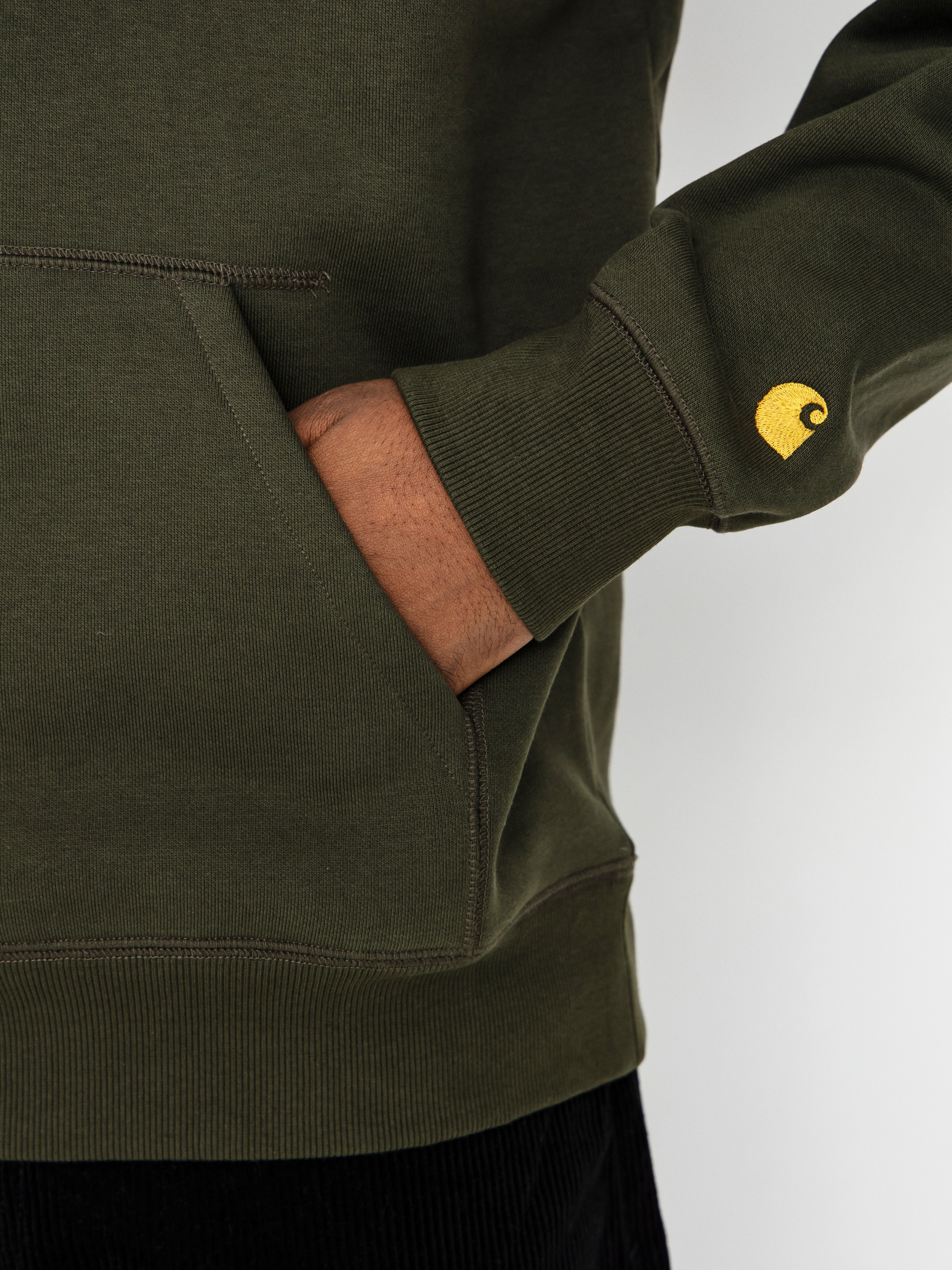 Mikina s kapucňou Carhartt WIP Chase HD (olive/gold)