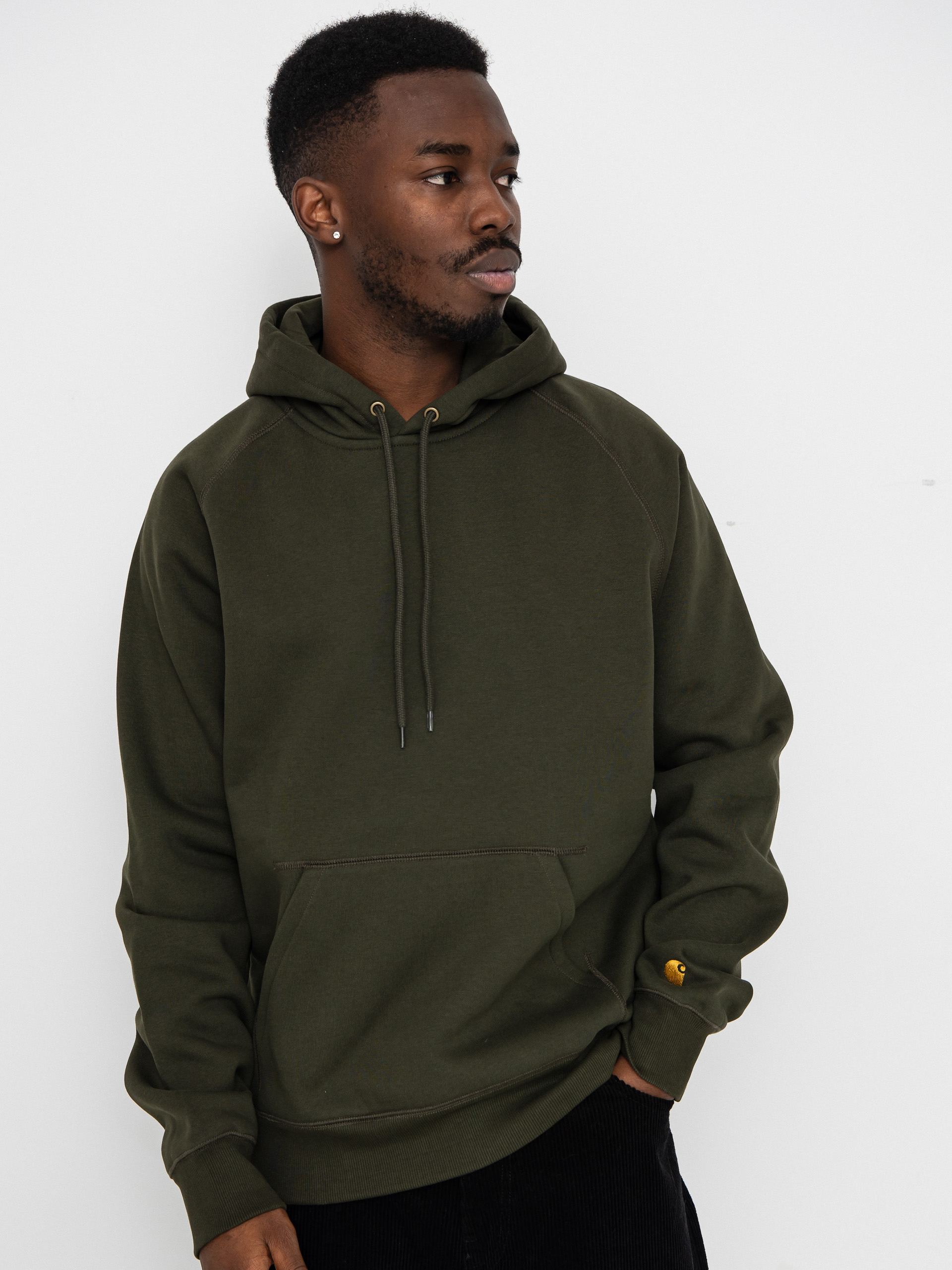 Mikina s kapucu0148ou Carhartt WIP Chase HD (olive/gold)