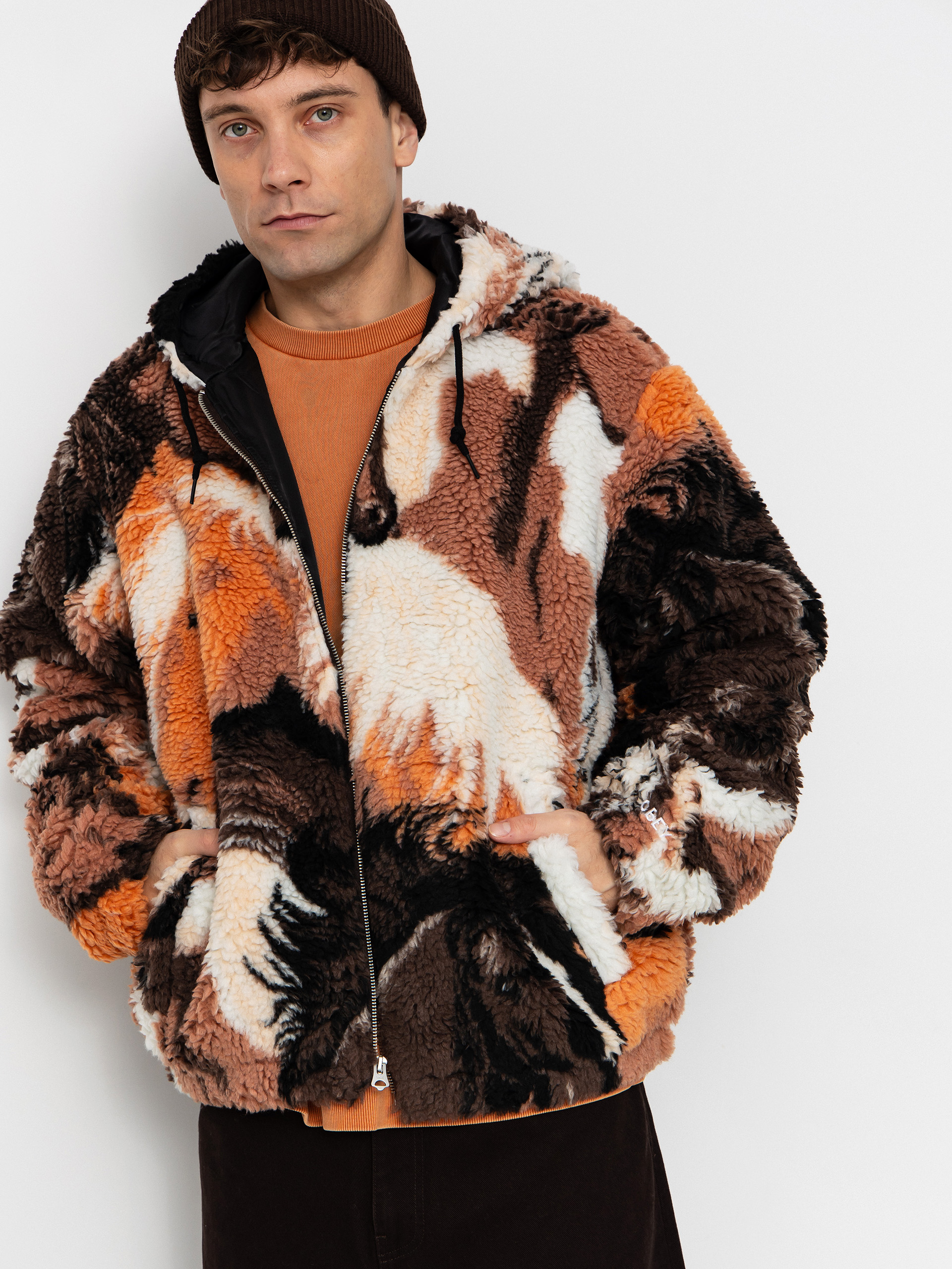 Flísová mikina OBEY Obey Horses Sherpa (brown multi)