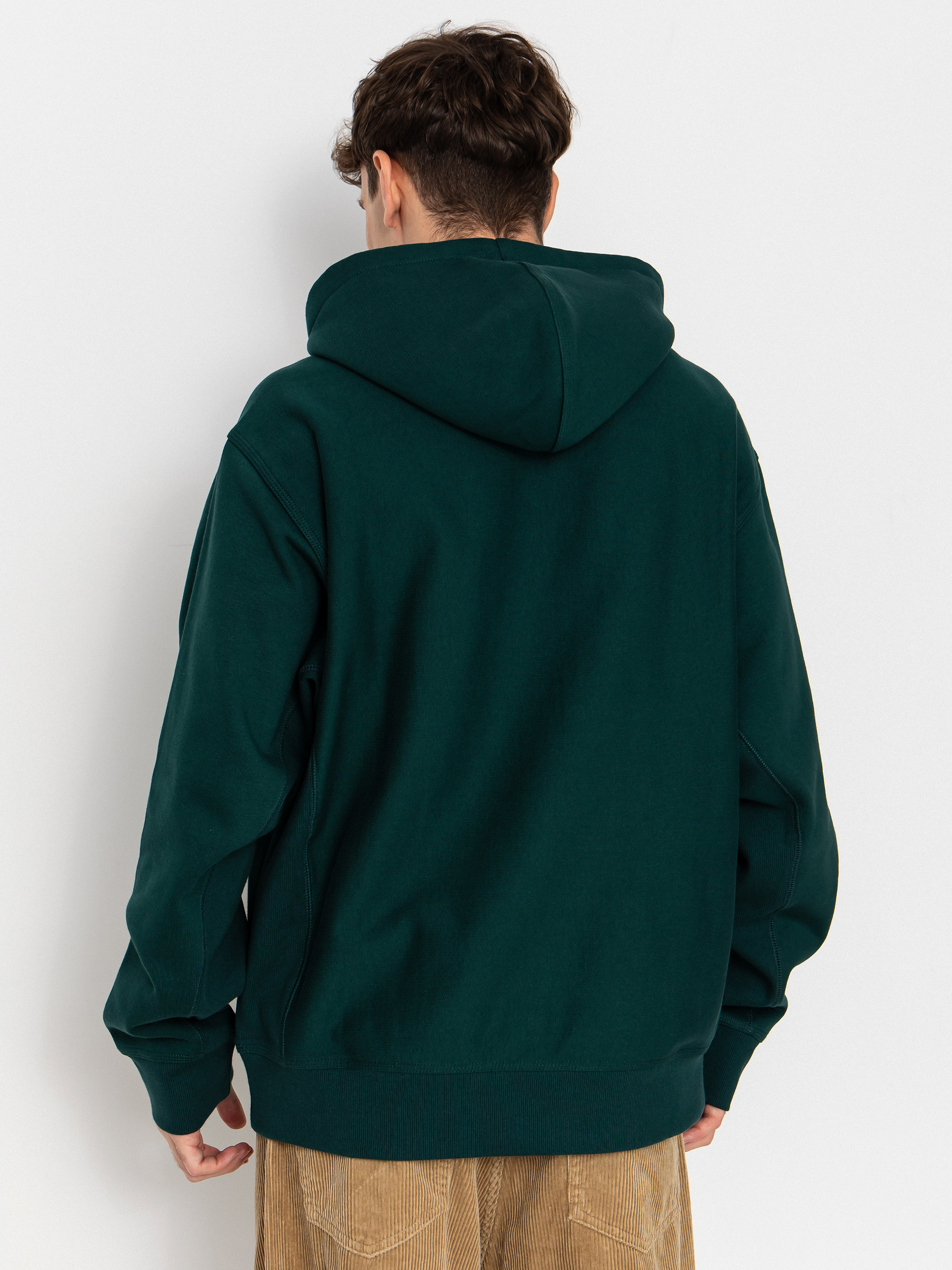 Mikina s kapucňou Carhartt WIP American Script HD (dark fir)
