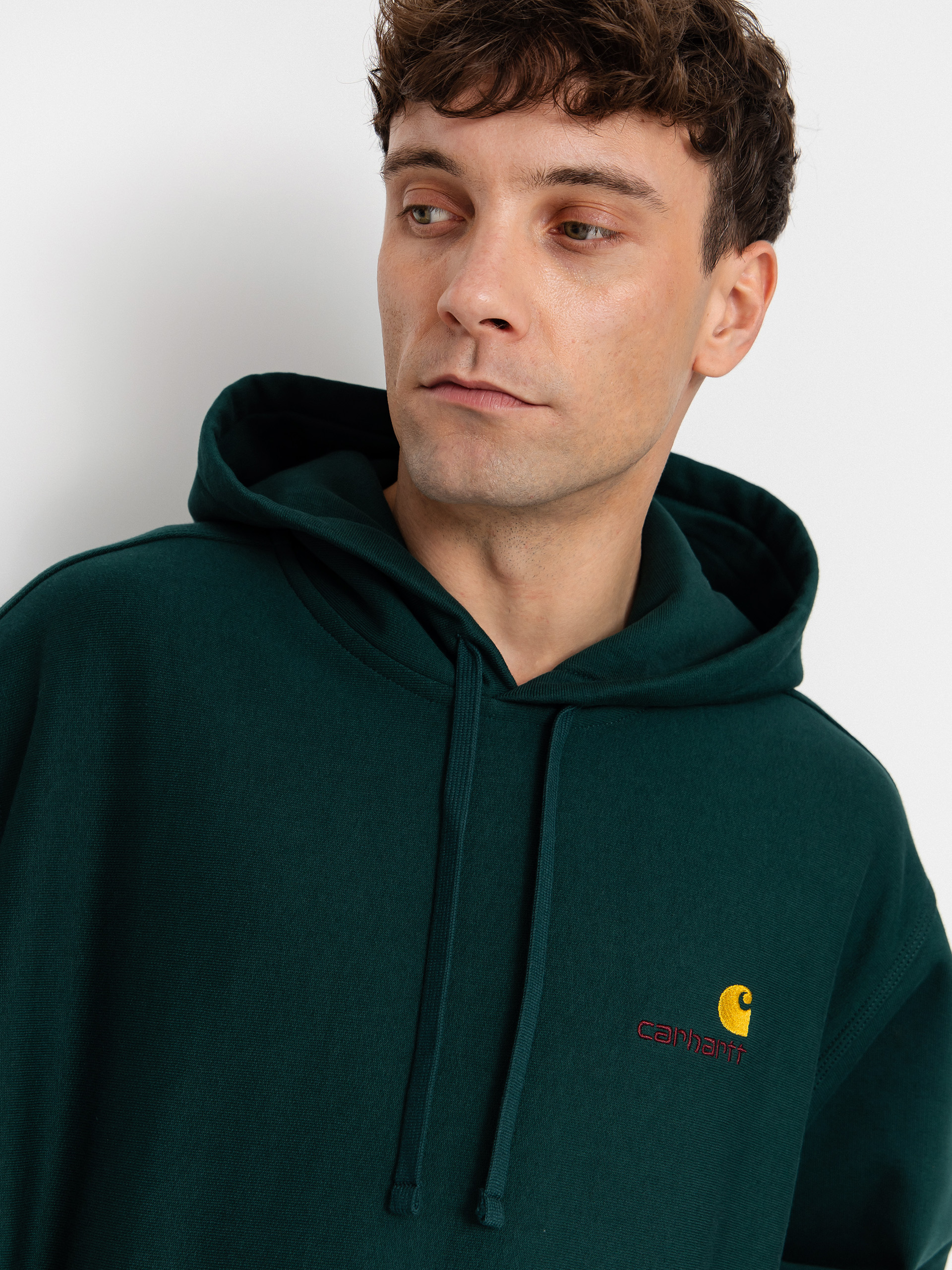 Mikina s kapucňou Carhartt WIP American Script HD (dark fir)