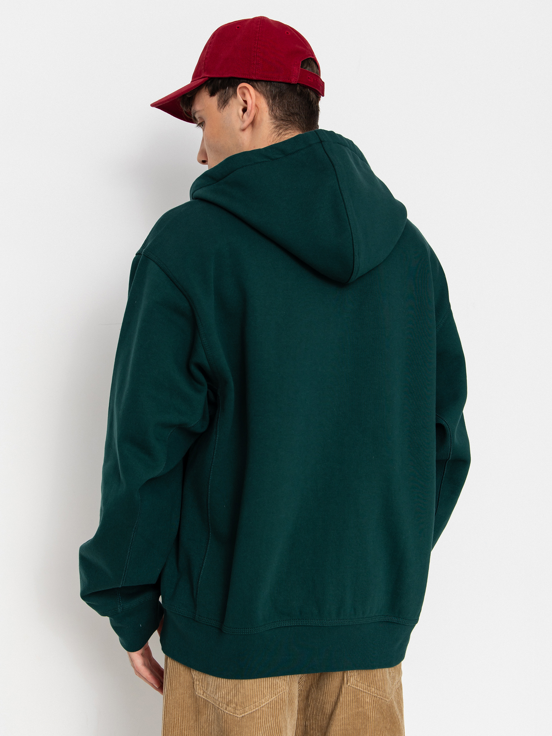 Mikina s kapucňou Carhartt WIP American Script ZHD (dark fir)