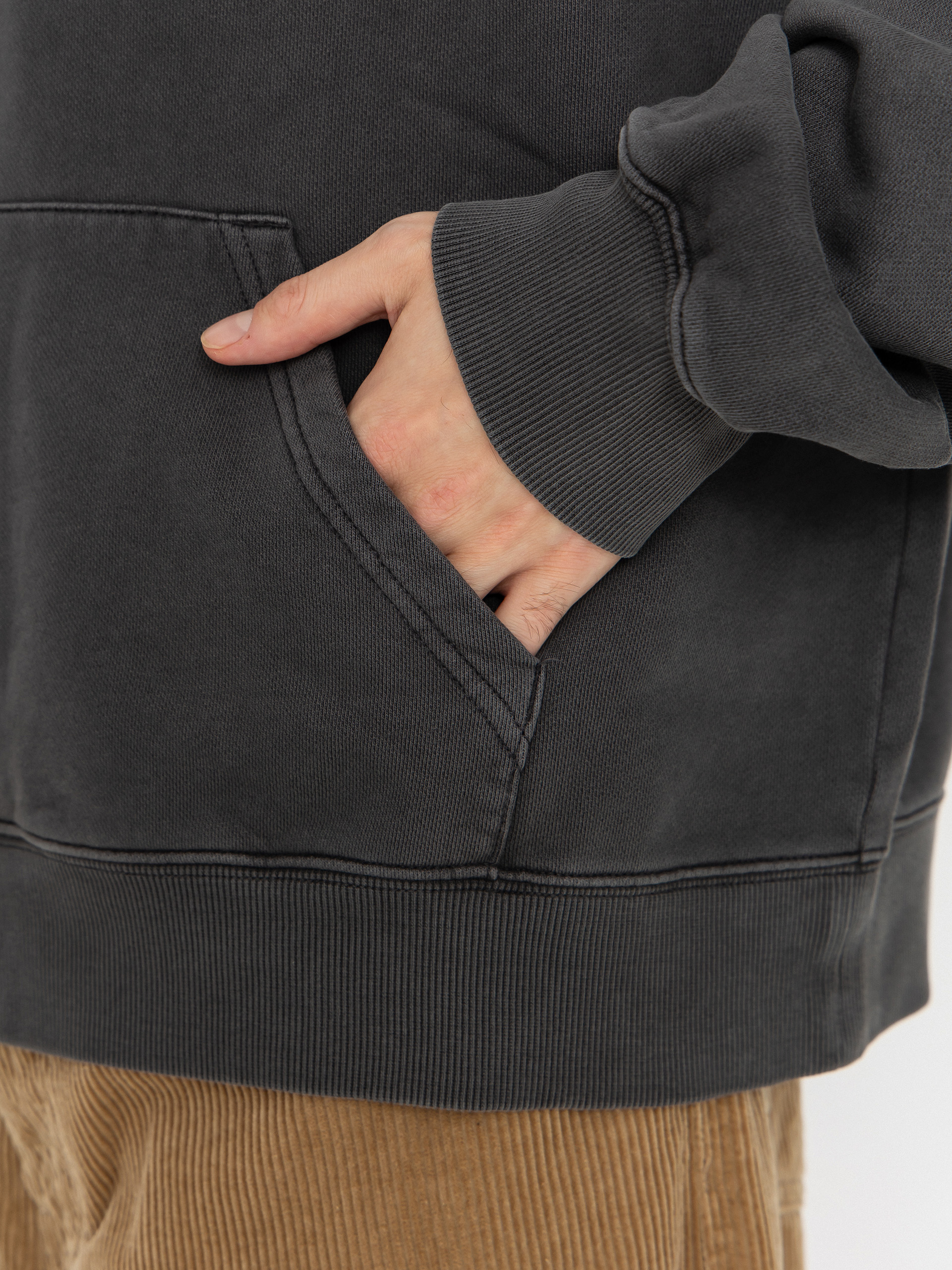 Mikina s kapucňou Carhartt WIP Benton HD (graphite/garment dyed)