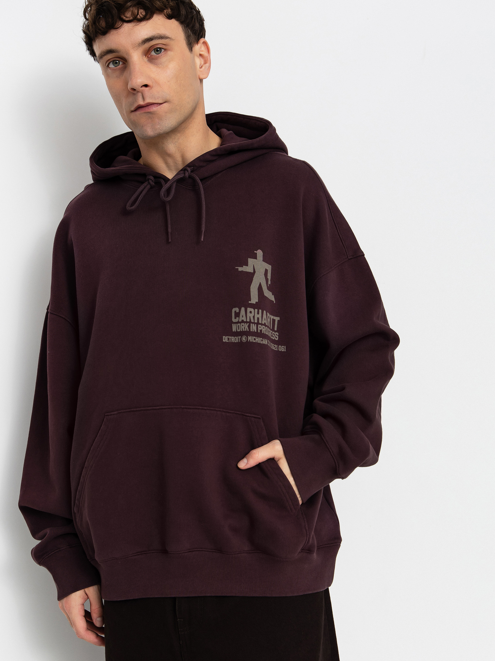 Mikina s kapucňou Carhartt WIP Distance HD (palisander/stone dyed)