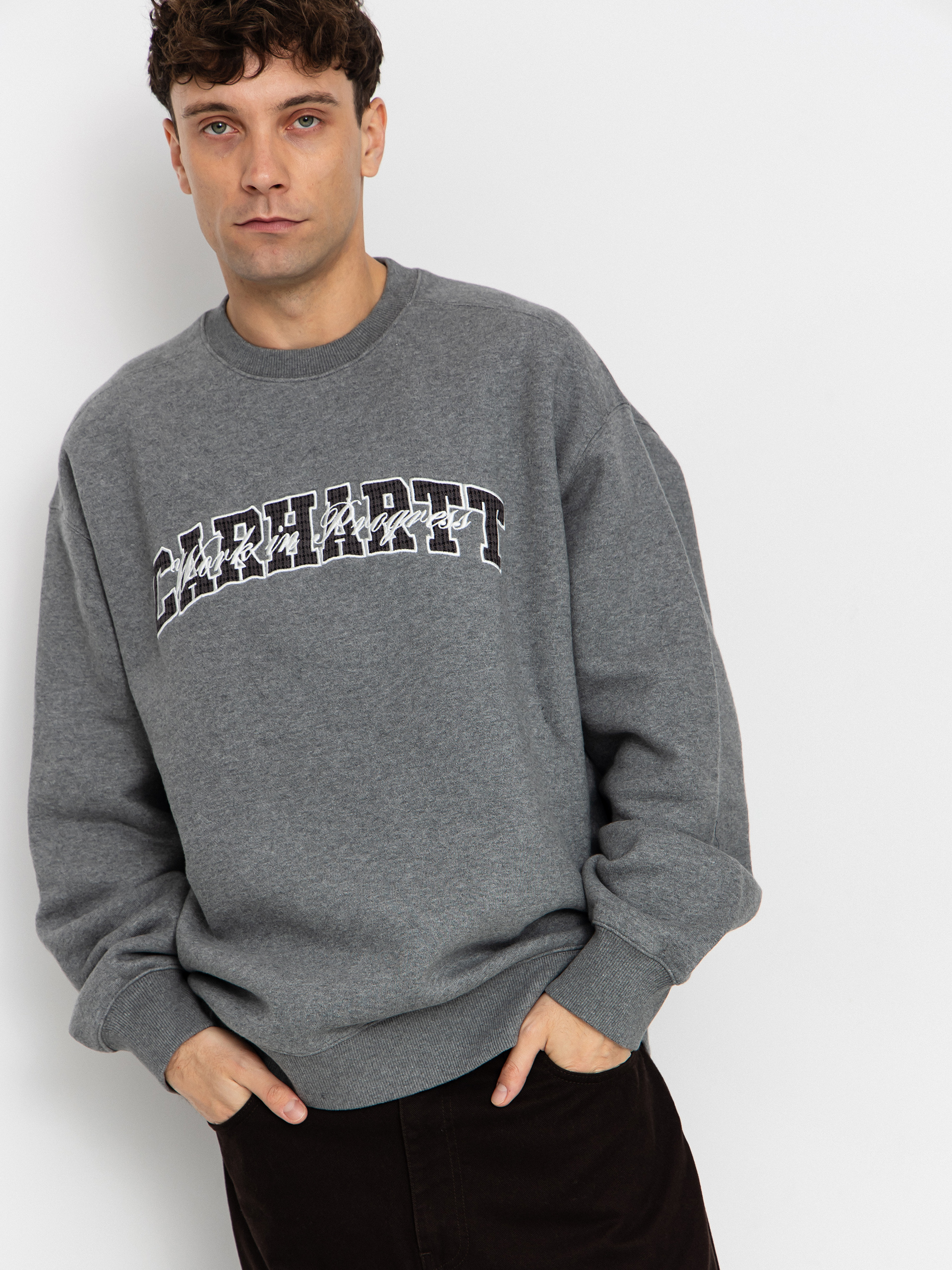 Mikina Carhartt WIP Big School (dark grey heather)