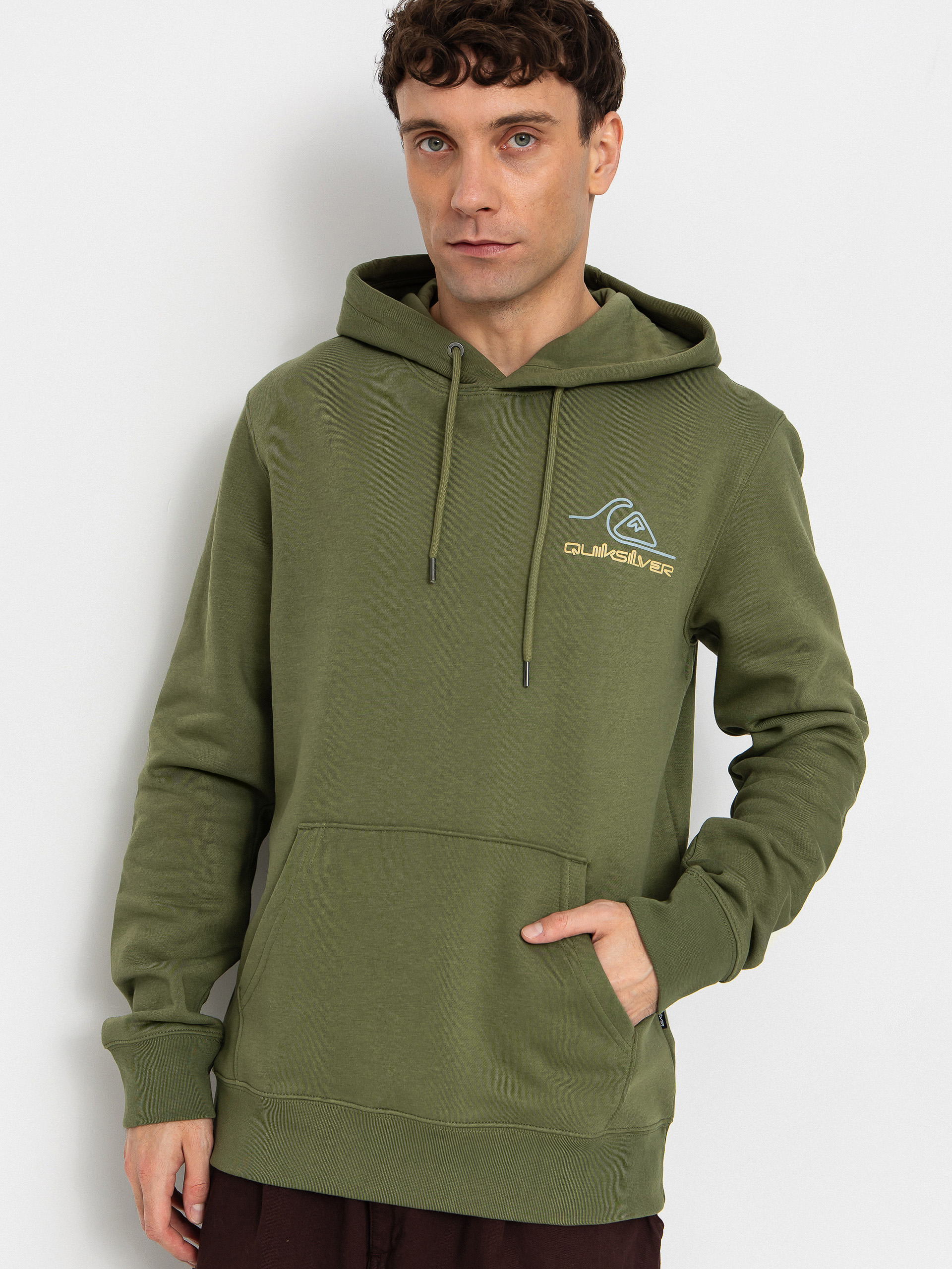 Mikina s kapucňou Quiksilver Light Waves HD (loden green)
