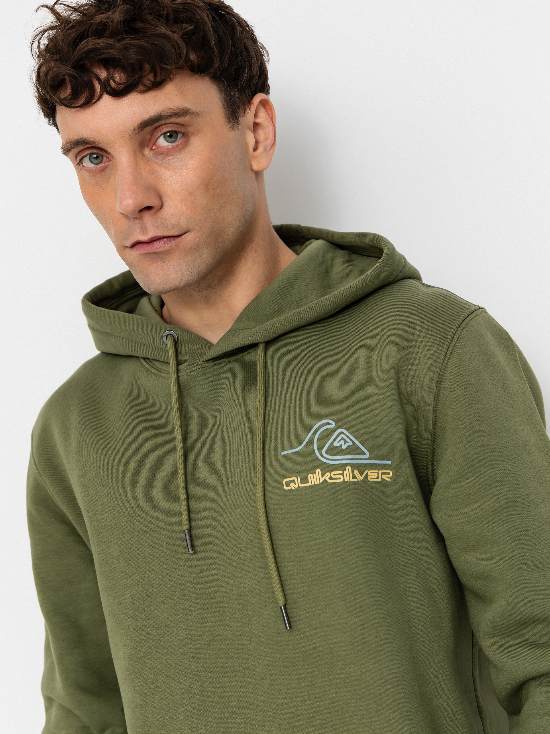 Mikina s kapucňou Quiksilver Light Waves HD (loden green)