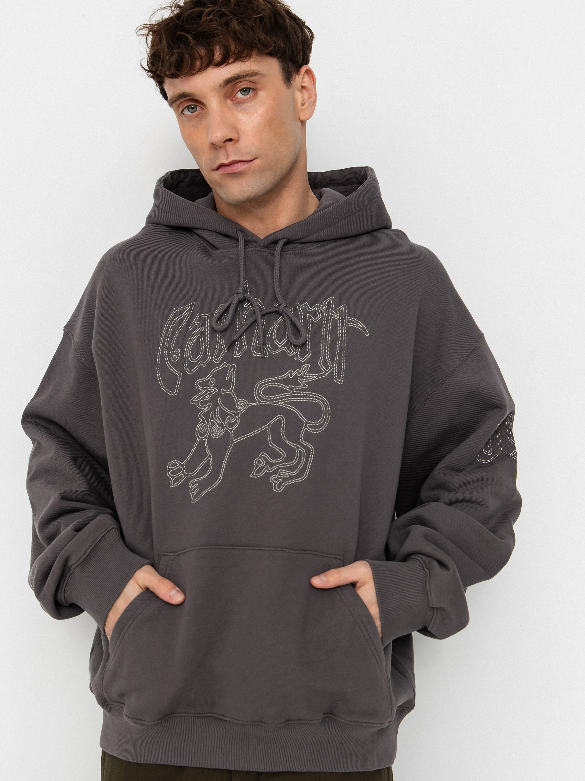 Mikina s kapucňou Carhartt WIP Hackwork HD (porphyry/fleur de sel)