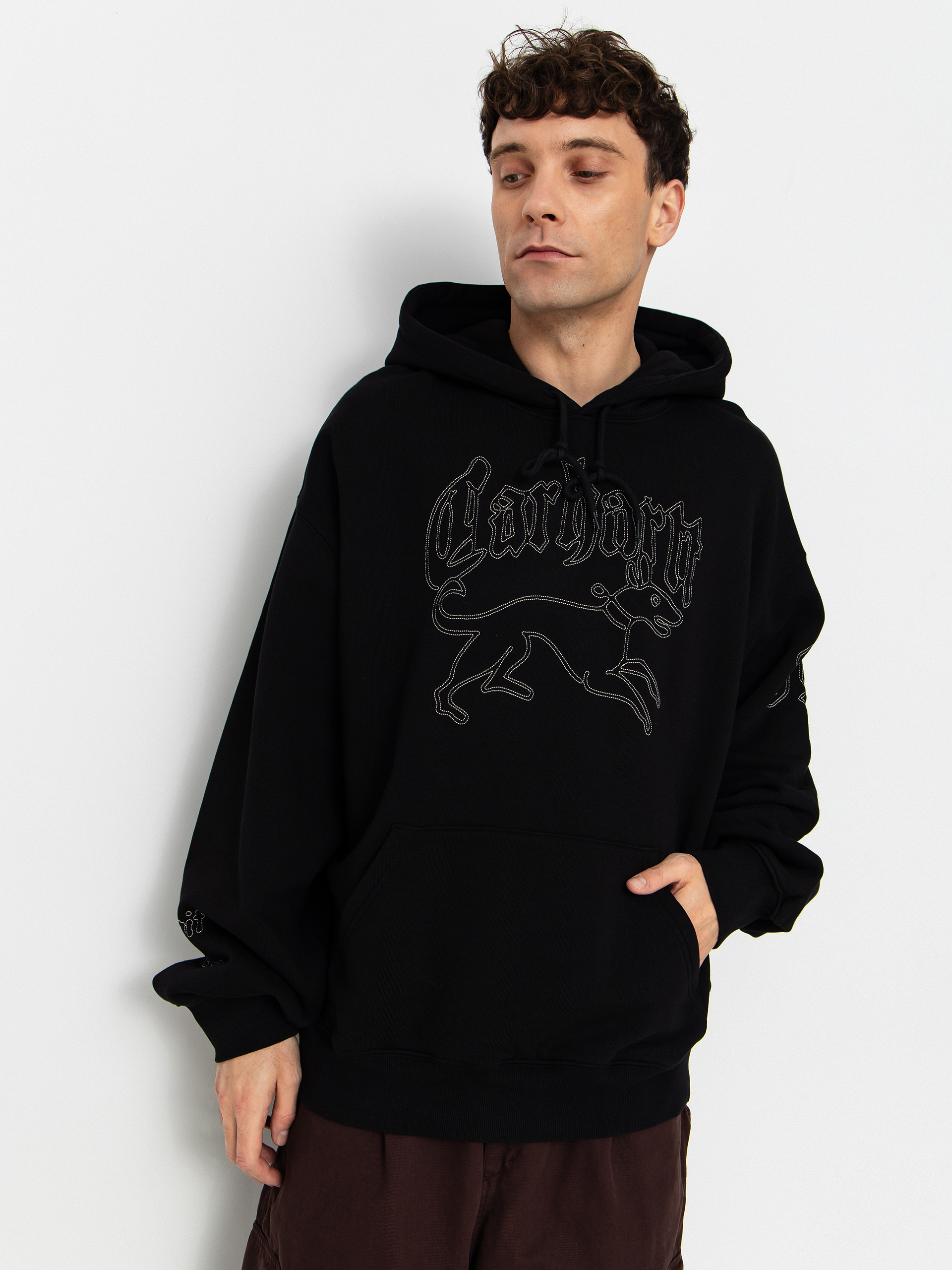 Mikina s kapucňou Carhartt WIP Hackwork HD (black/wall)