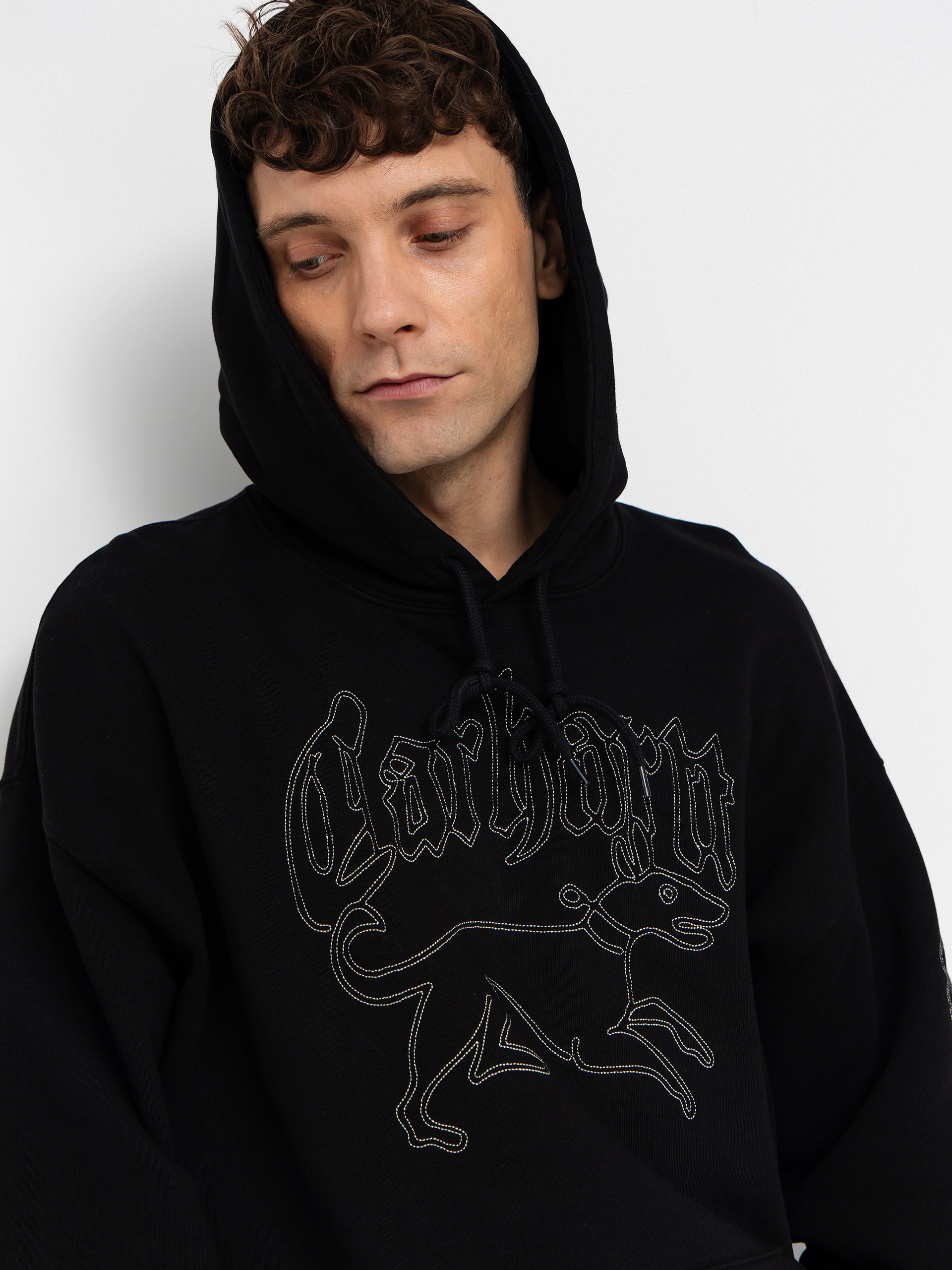 Mikina s kapucňou Carhartt WIP Hackwork HD (black/wall)