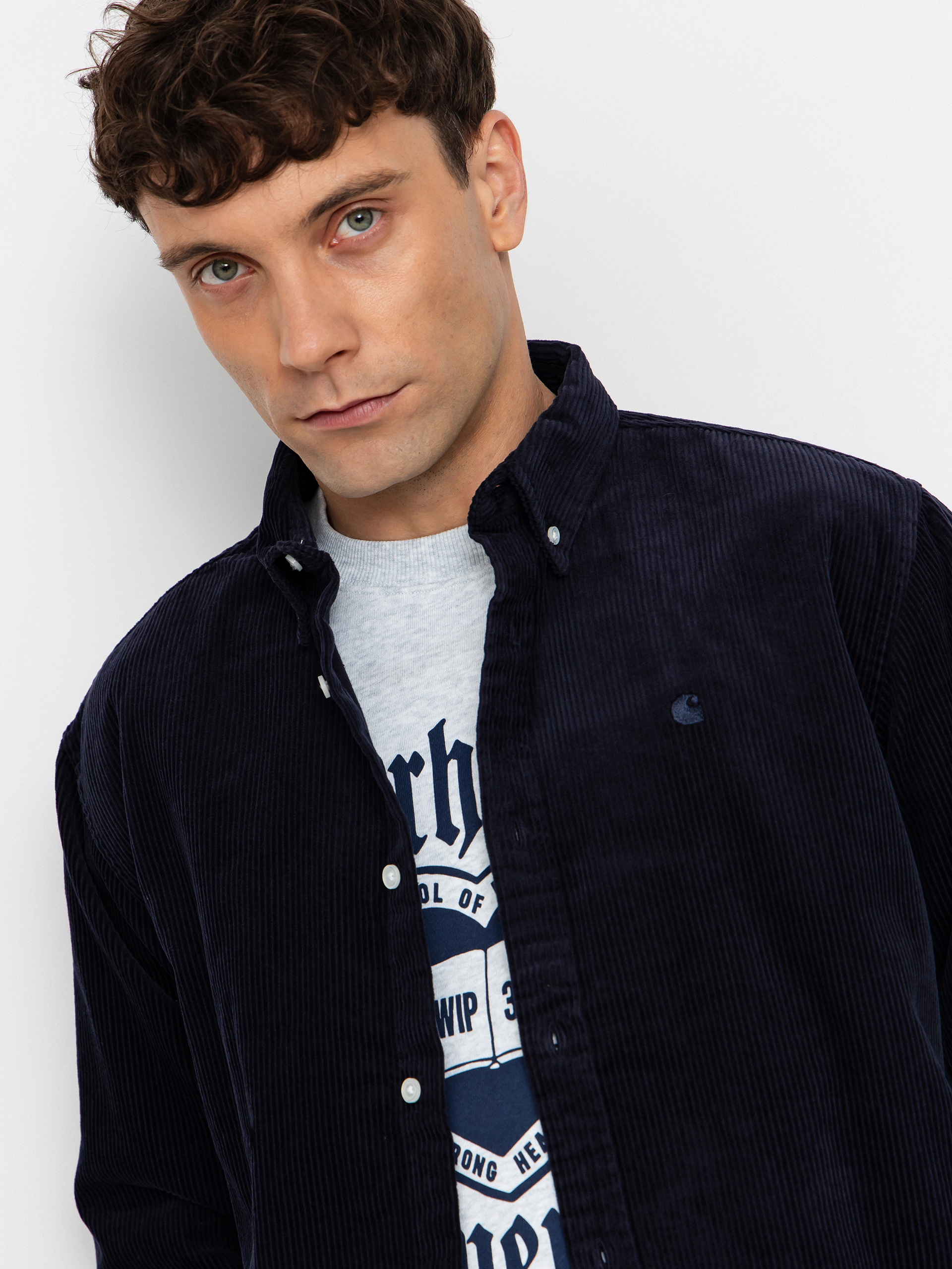 Košeľa Carhartt WIP Madison Cord (dark navy/dark navy)