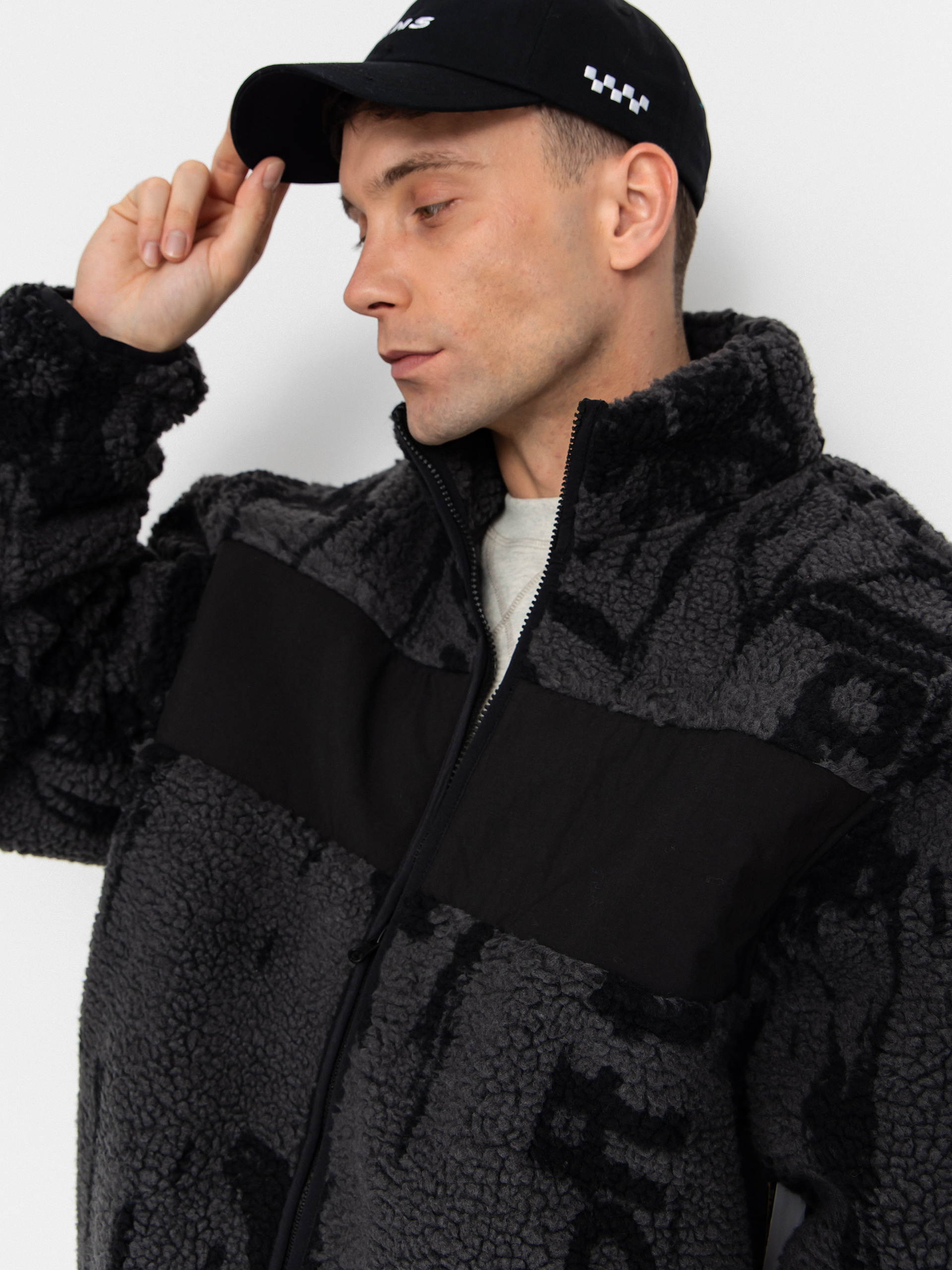 Pánsky Flísová mikina Vans Stiller Sherpa Full Zip (asphalt/black)