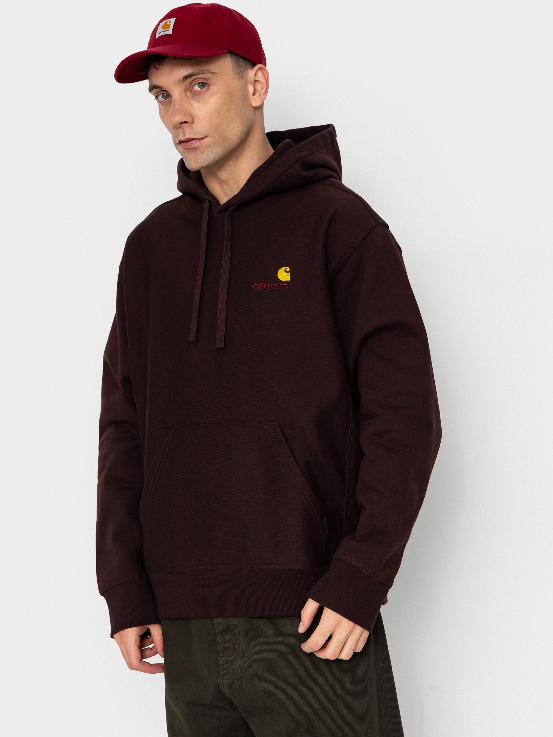 Mikina s kapucňou Carhartt WIP American Script HD (palisander)