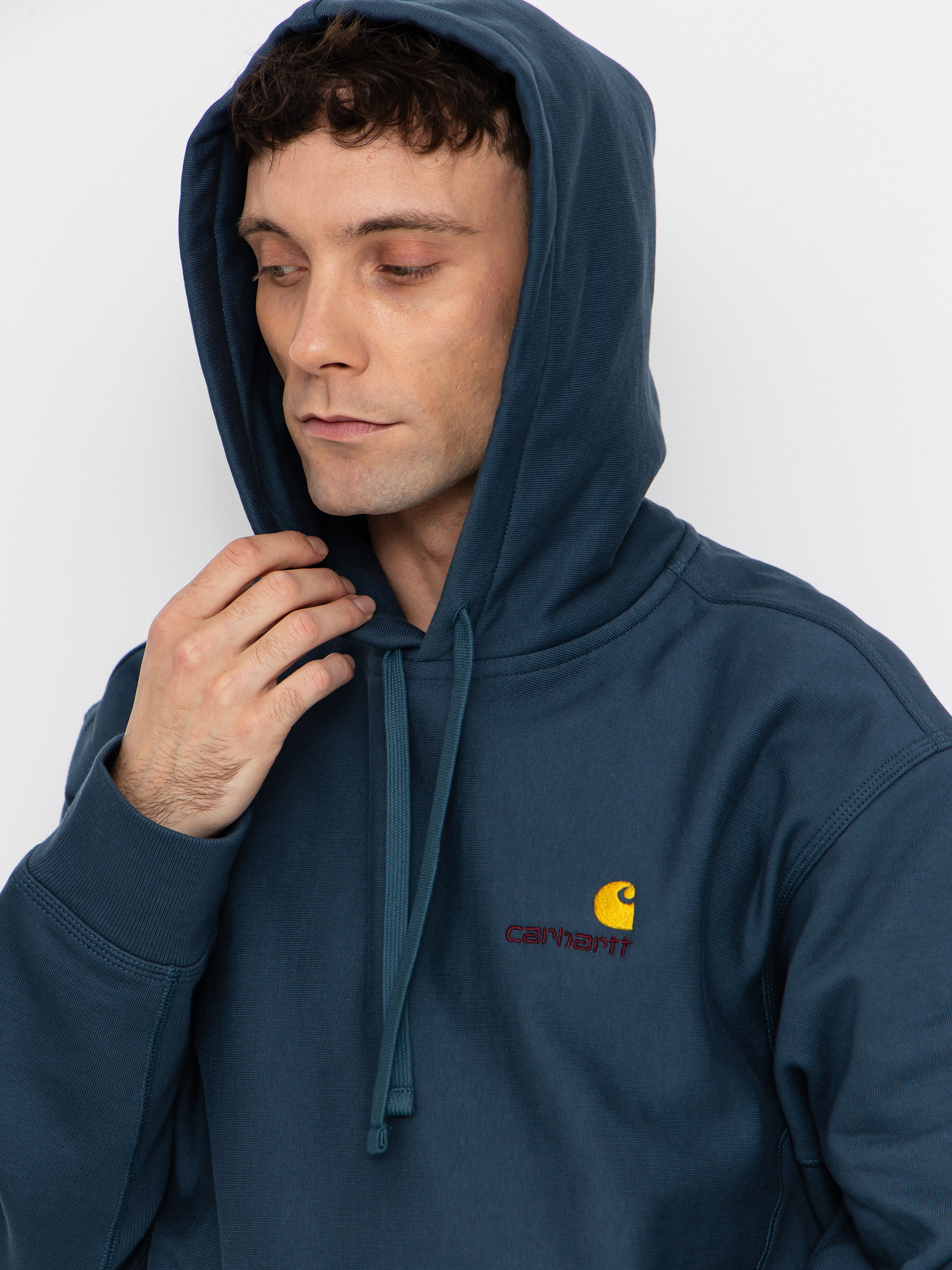 Mikina s kapucňou Carhartt WIP American Script HD (office blue)