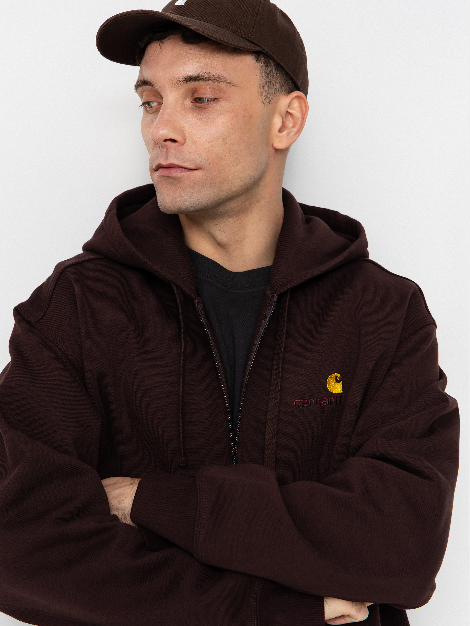 Mikina s kapucňou Carhartt WIP American Script ZHD (palisander)