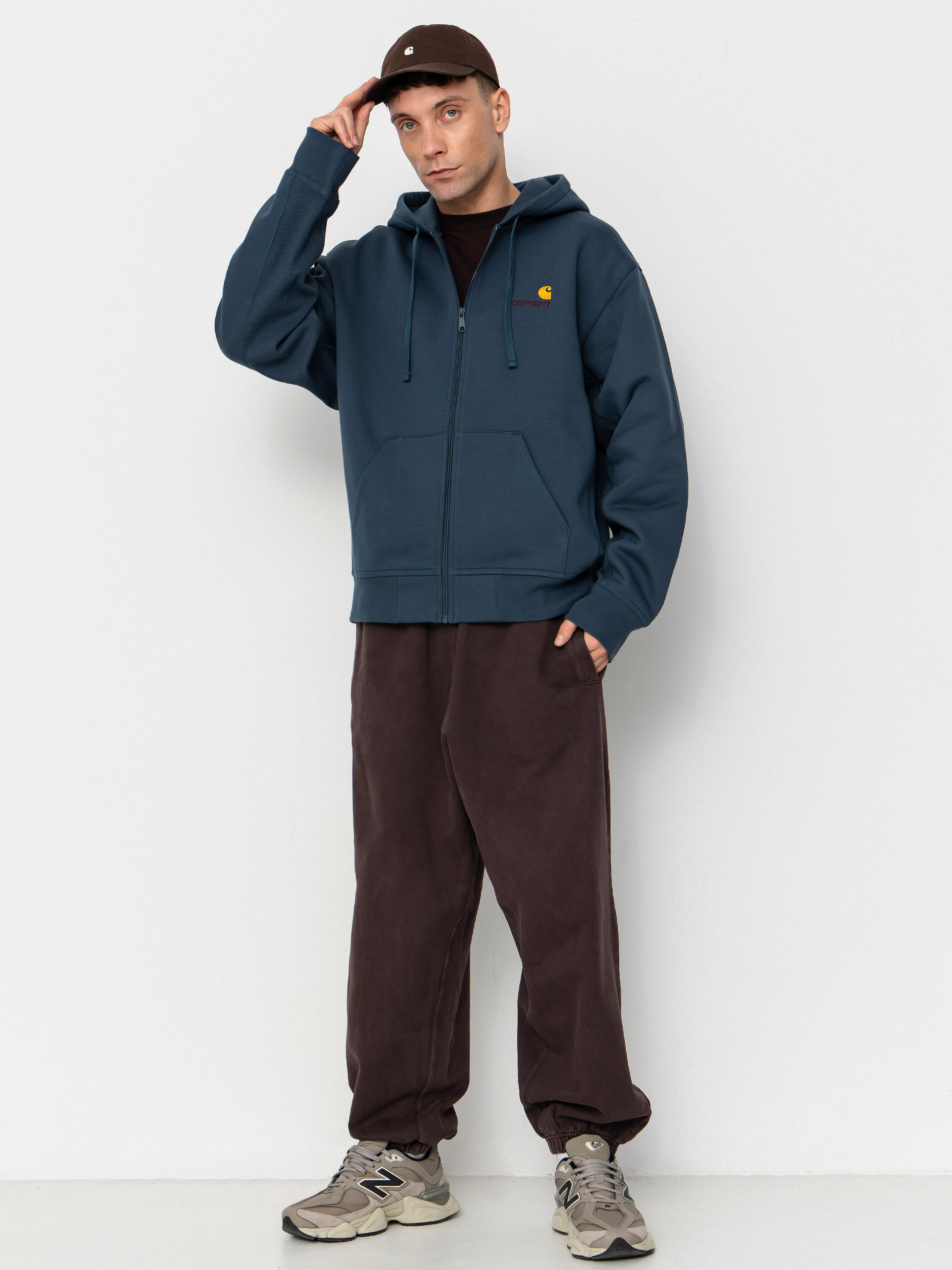 Mikina s kapucu0148ou Carhartt WIP American Script ZHD (office blue)