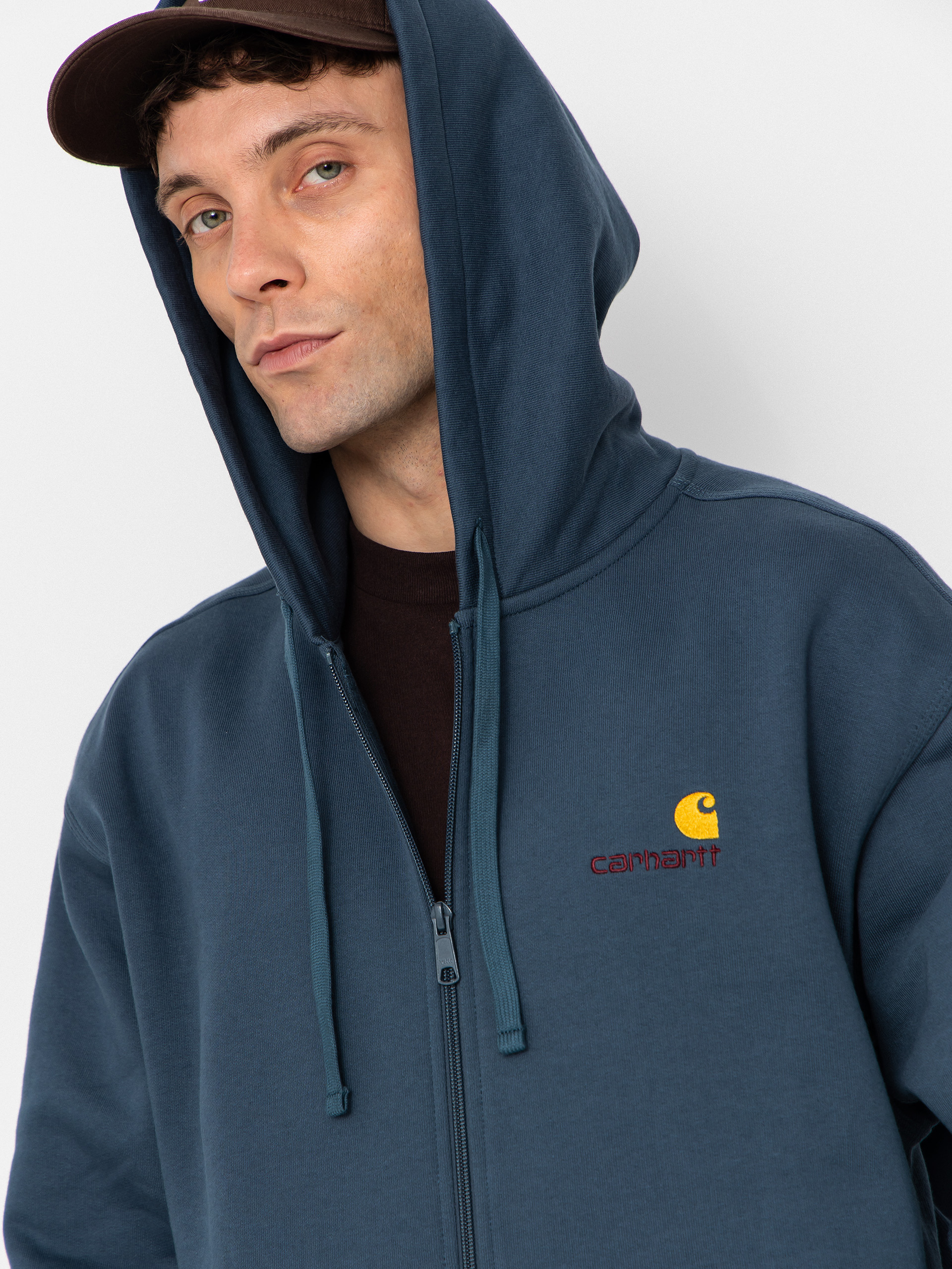 Mikina s kapucňou Carhartt WIP American Script ZHD (office blue)