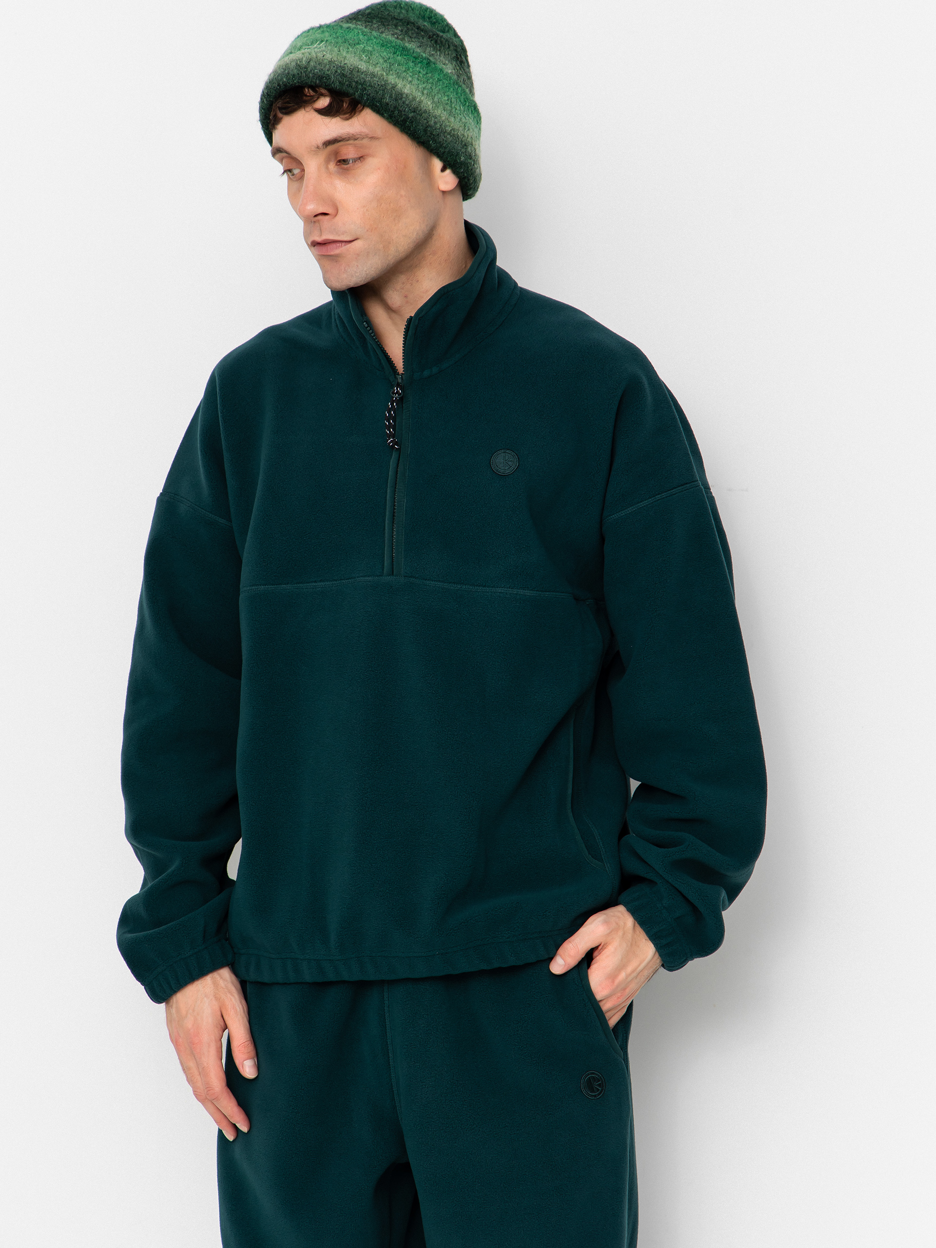 Sveter Polar Skate Ivan Half Zip (dark emerald)