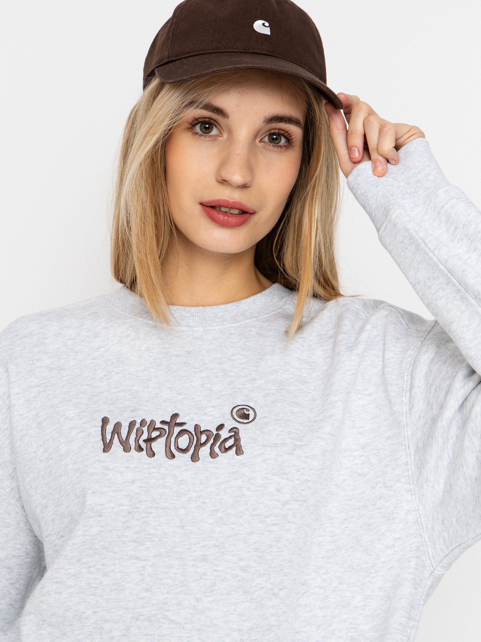 Mikina Carhartt WIP Wiptopia Script Wmn (ash heather/dusky beige)