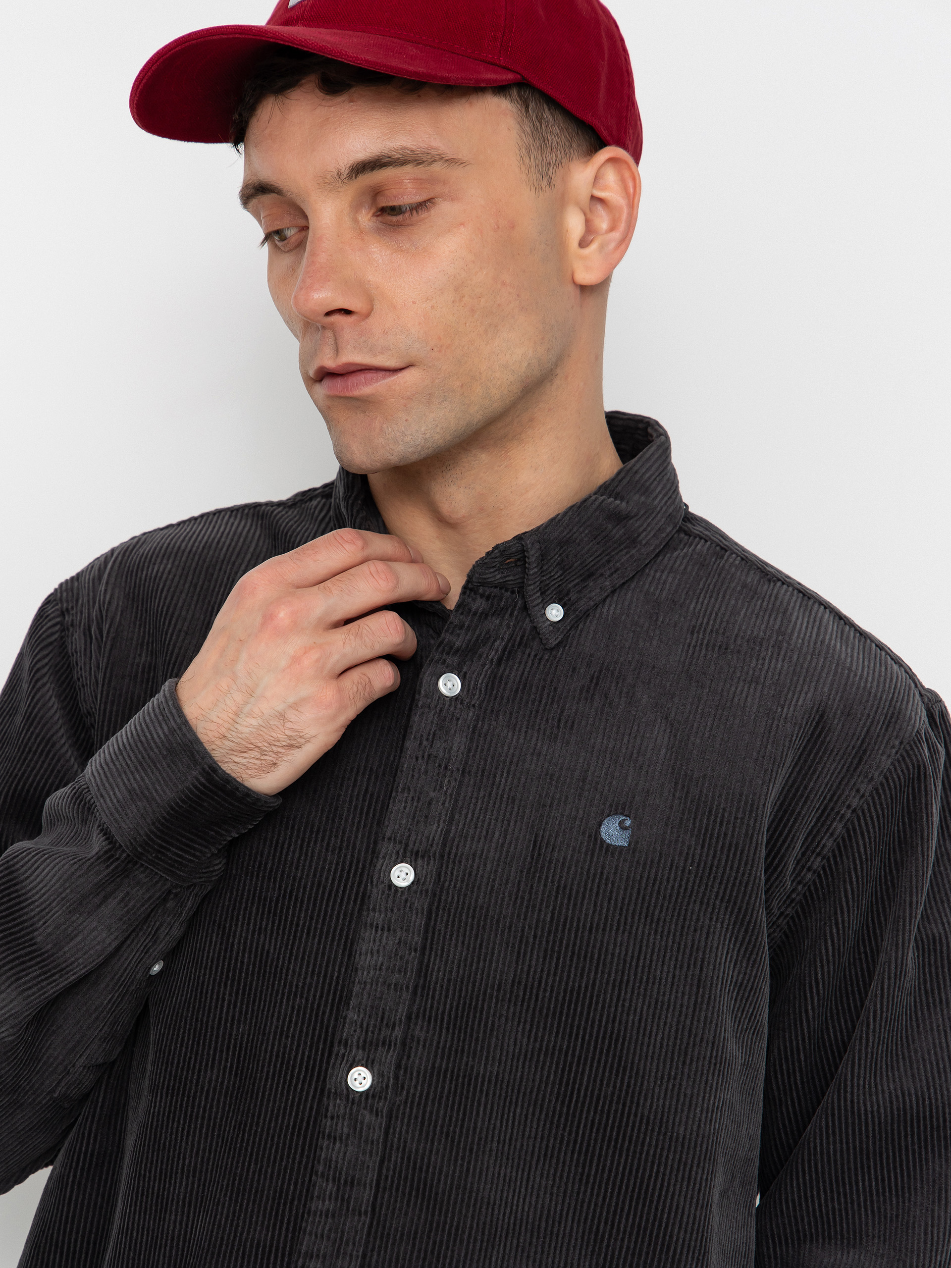 Košeľa Carhartt WIP Madison Cord (graphite/graphite)