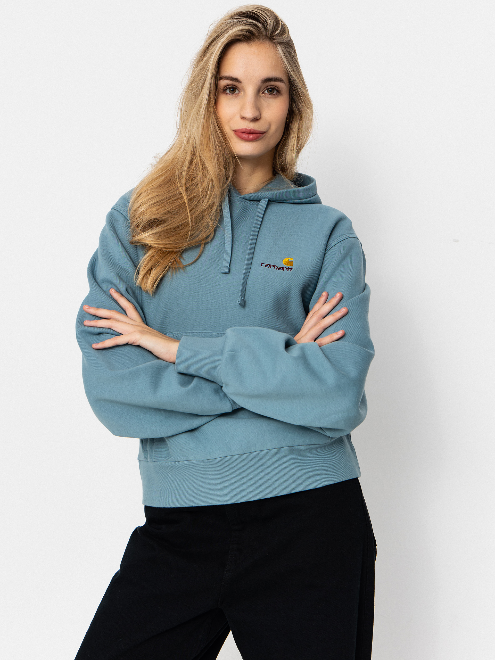 Mikina s kapucňou Carhartt WIP American Script HD Wmn (citadel)