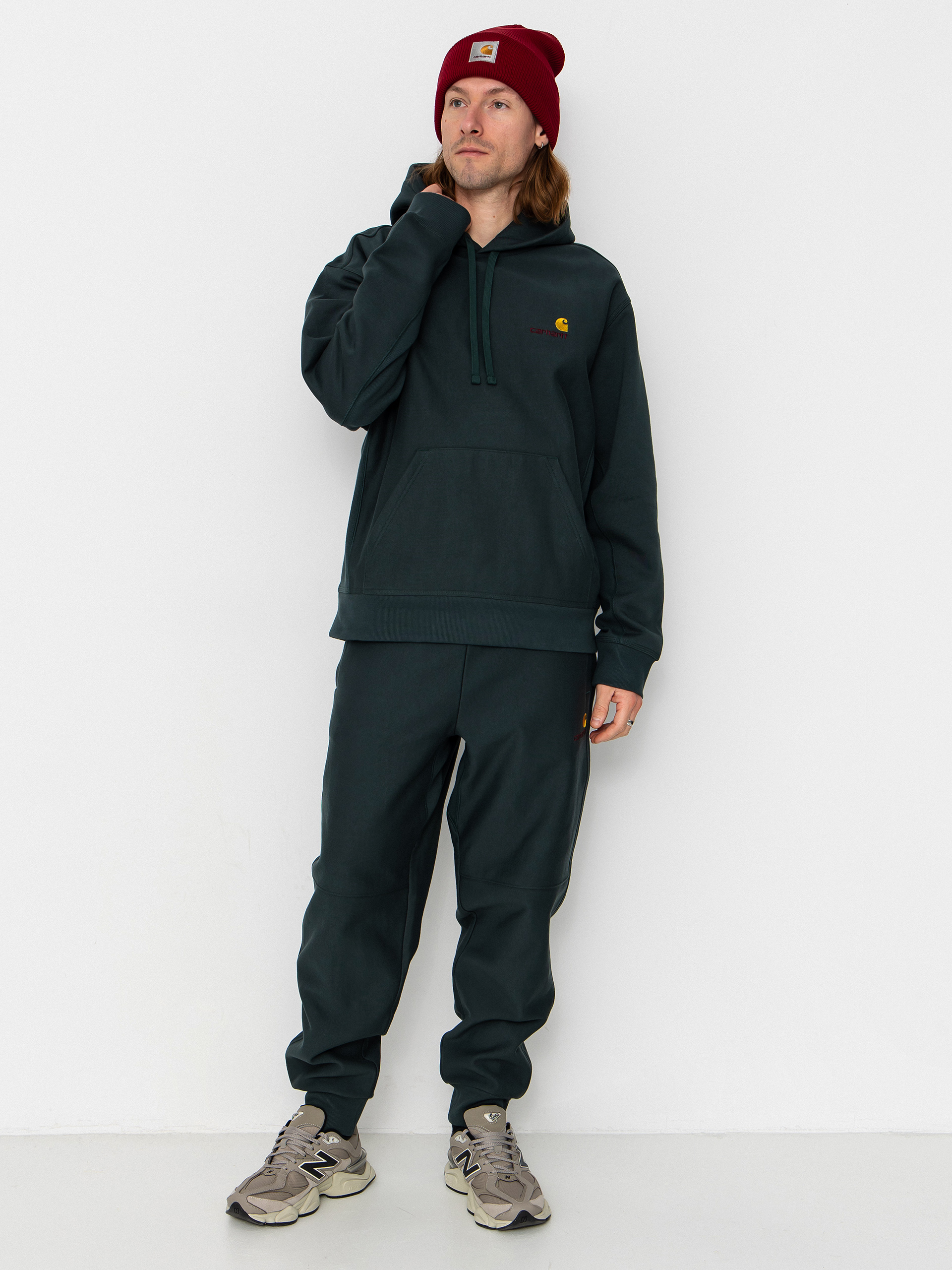Mikina s kapucňou Carhartt WIP American Script HD (kale green)