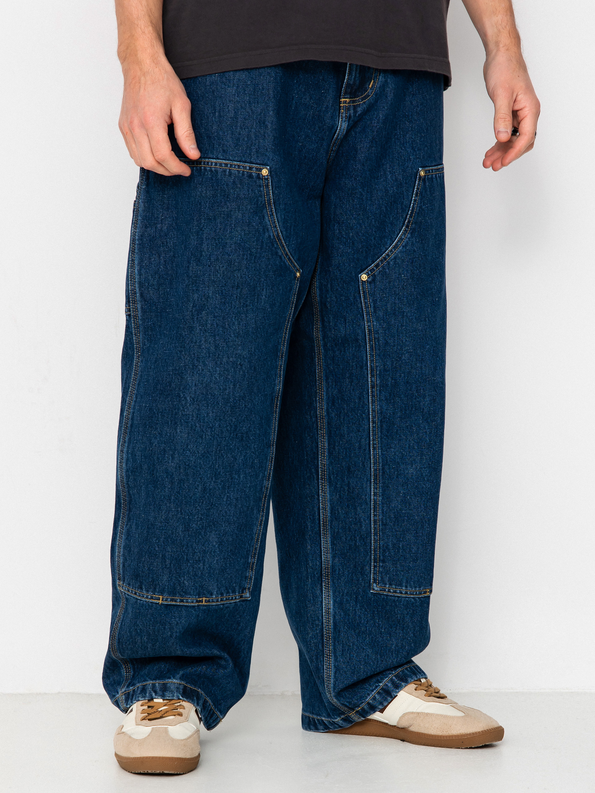 Nohavice Carhartt WIP Nash Double Knee (blue/stone washed)