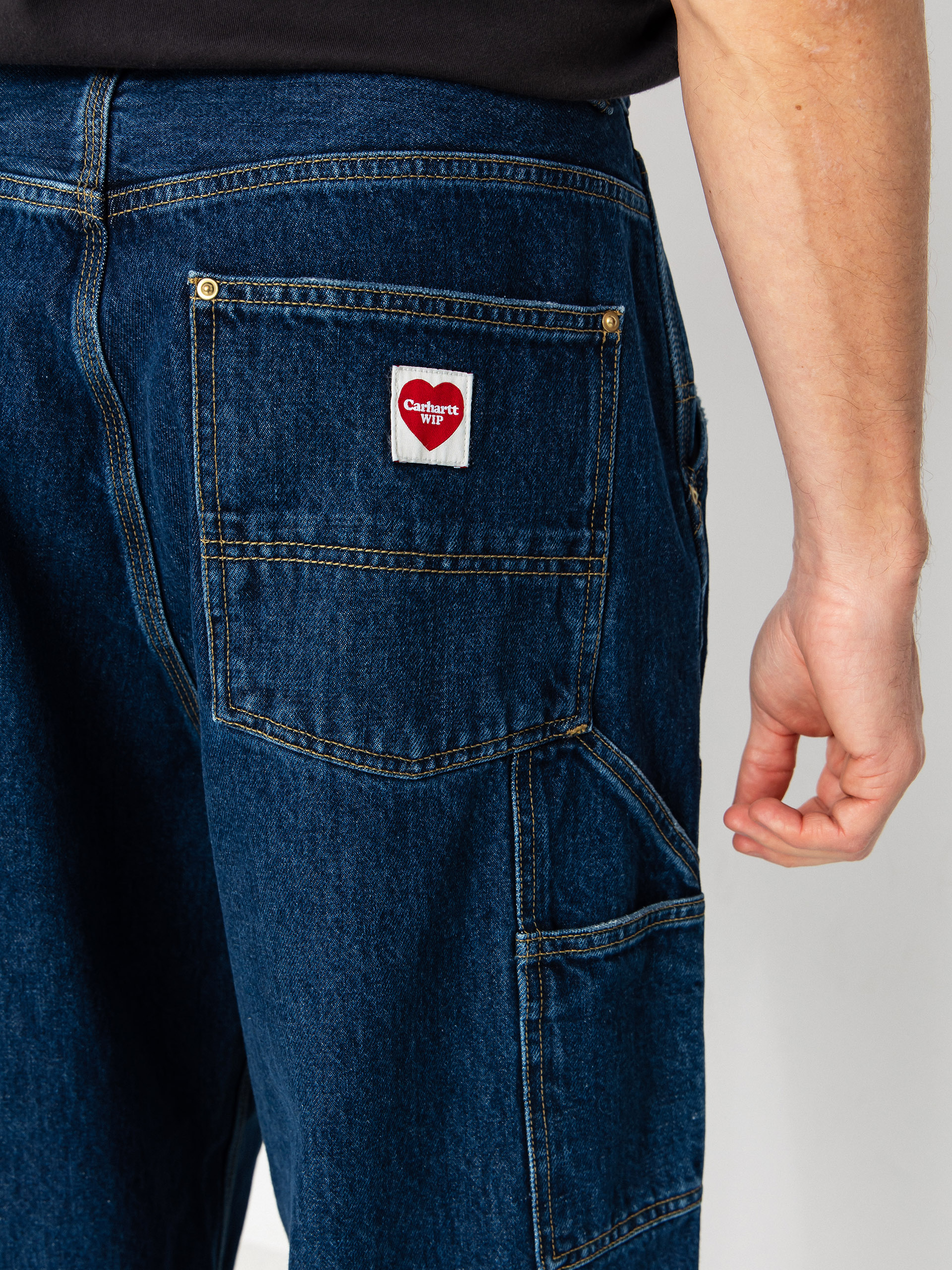 Nohavice Carhartt WIP Nash Double Knee (blue/stone washed)