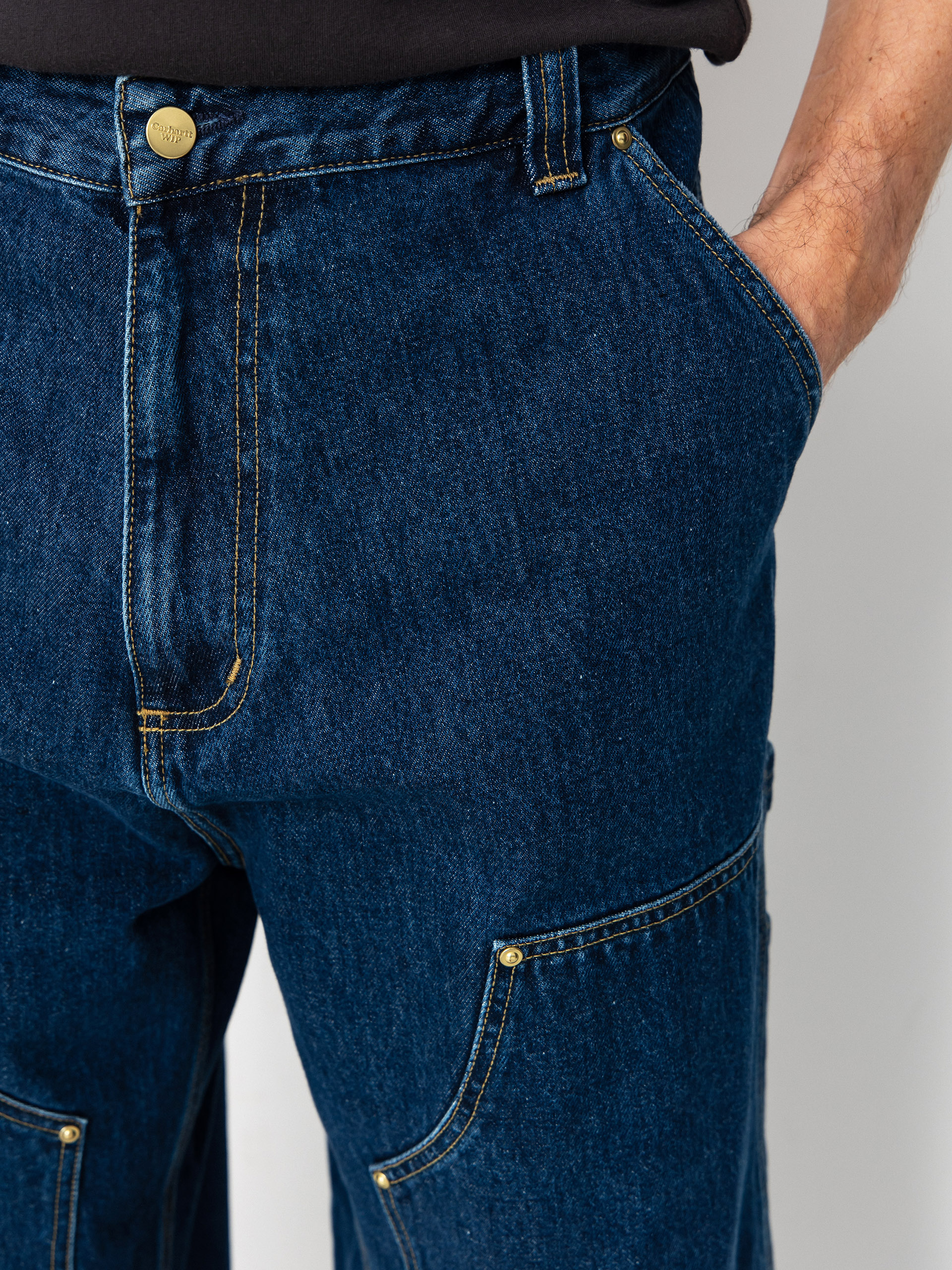 Nohavice Carhartt WIP Nash Double Knee (blue/stone washed)