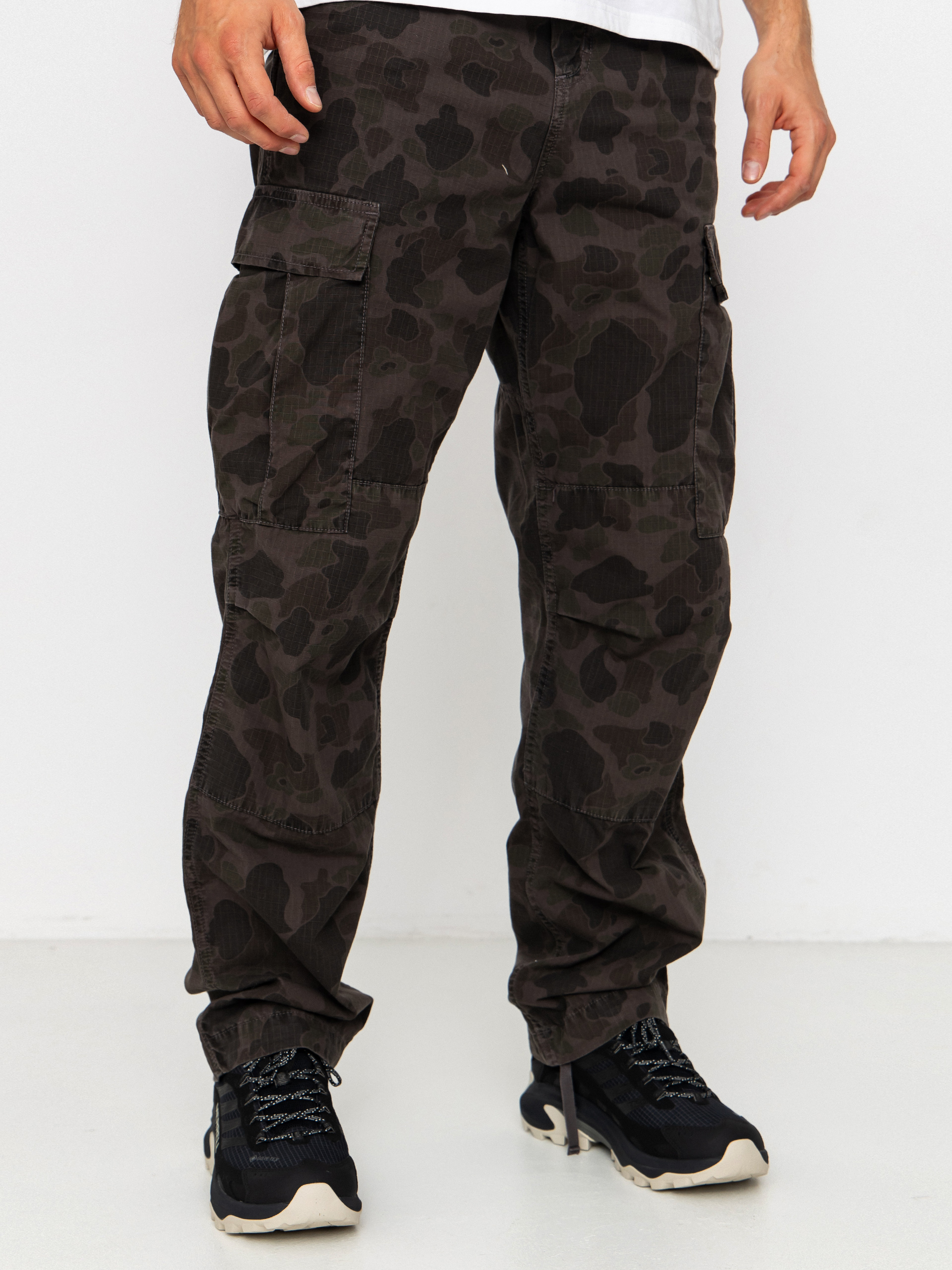 Nohavice Carhartt WIP Duck Cargo (camo duck/green/porphyry/garment dyed)