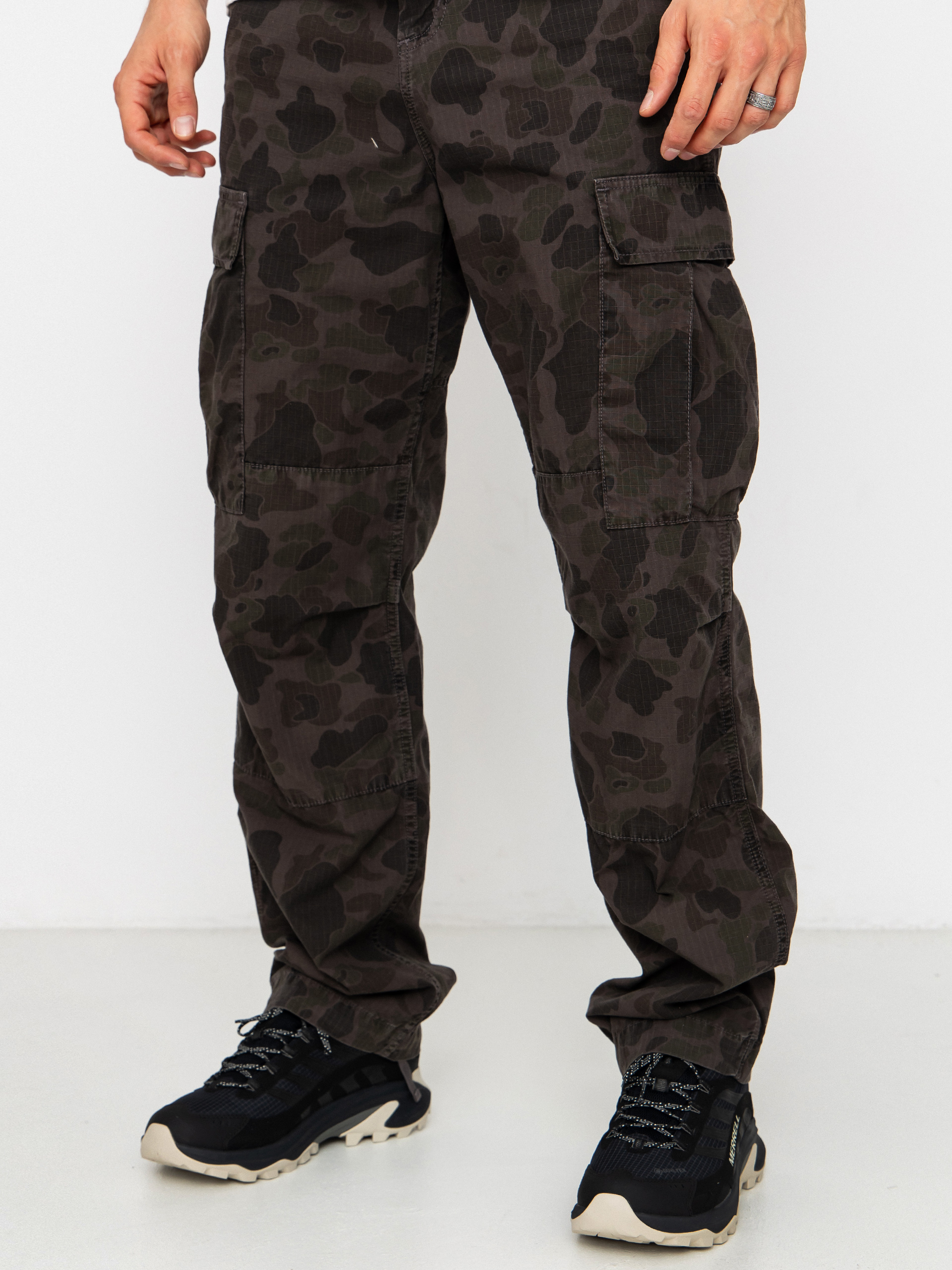Nohavice Carhartt WIP Duck Cargo (camo duck/green/porphyry/garment dyed)