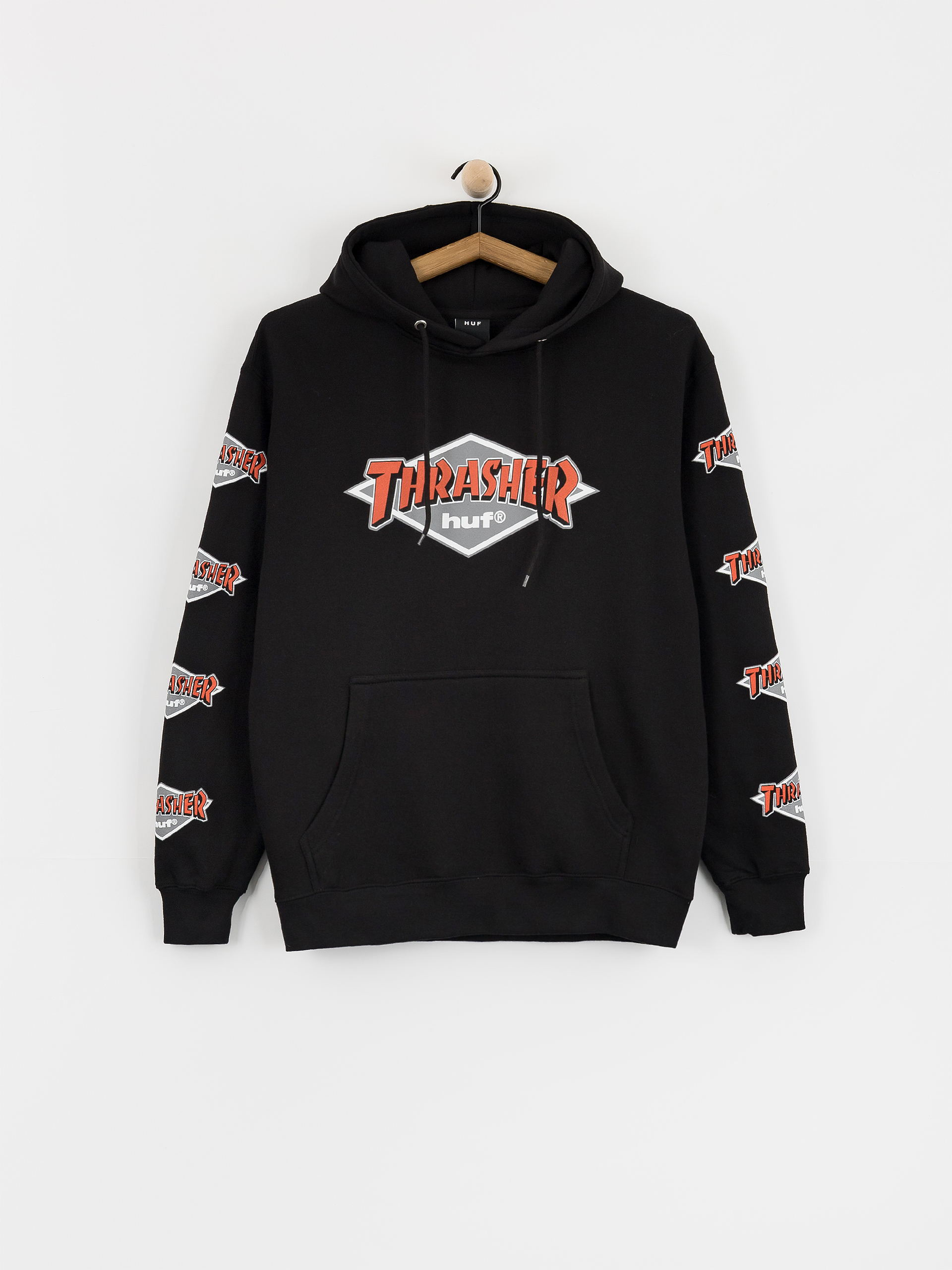 Mikina s kapucu0148ou HUF X Thrasher Logo HD (black)