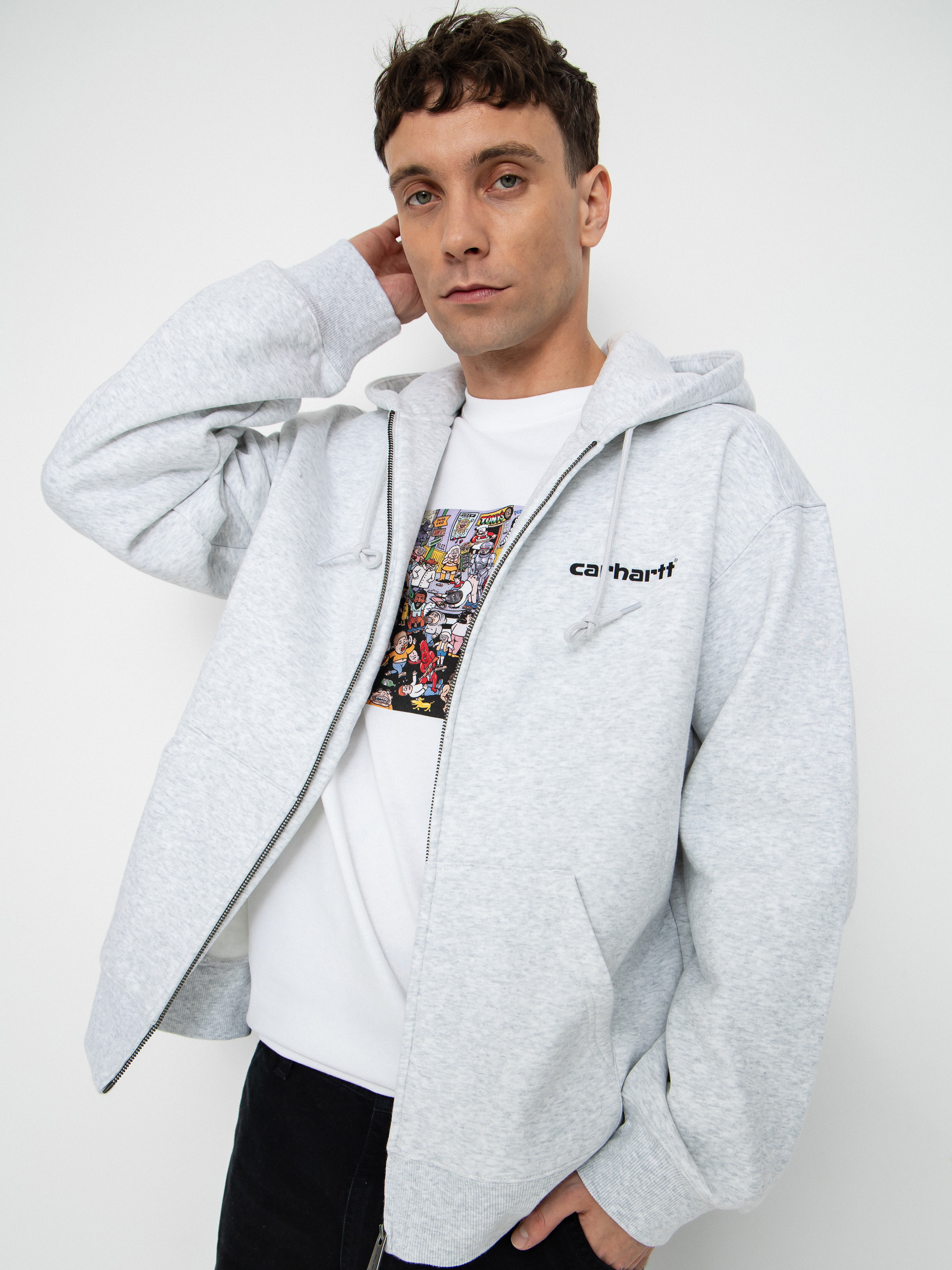 Mikina s kapucňou Carhartt WIP Archive Lines ZHD (ash heather)