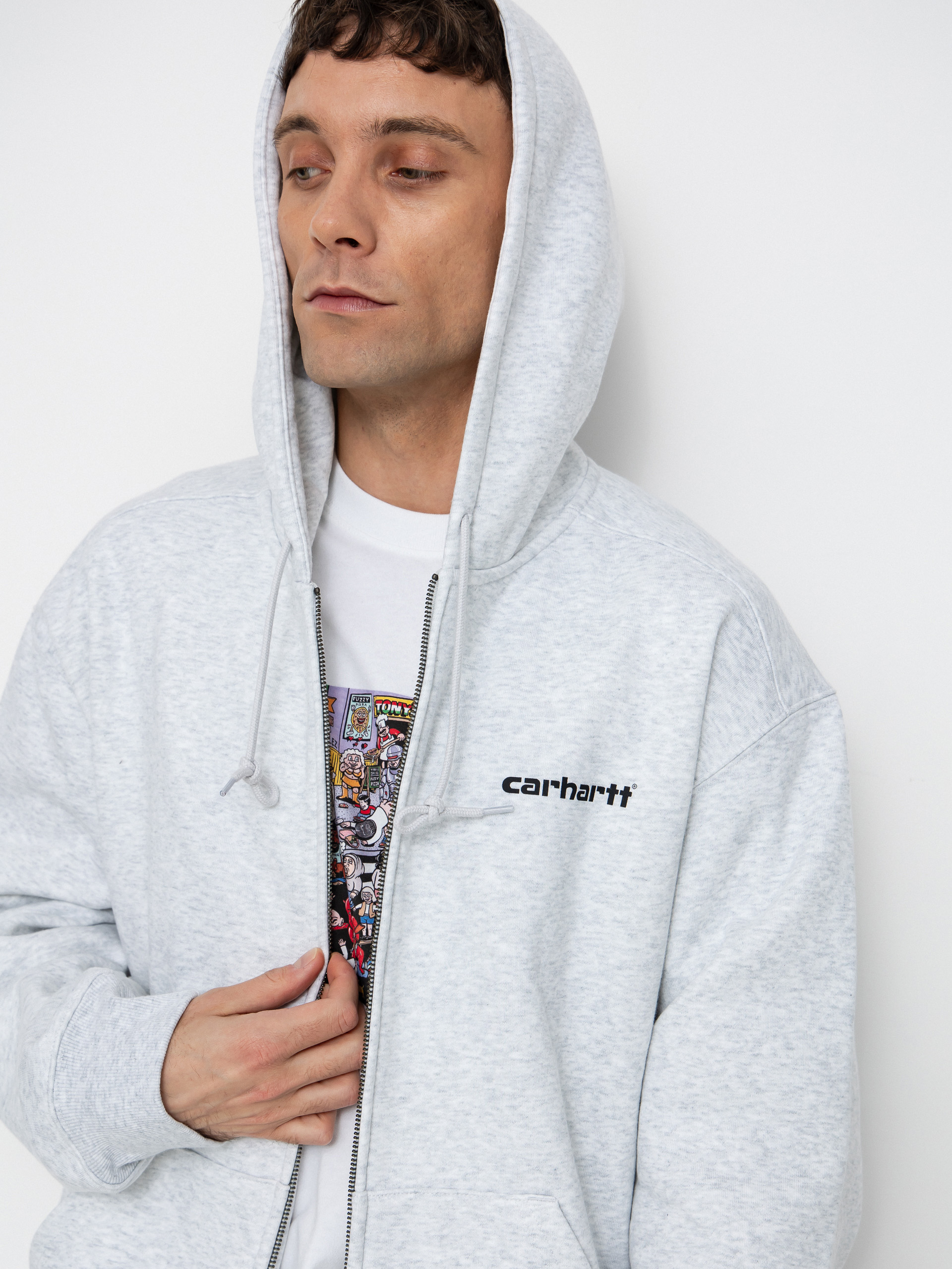 Mikina s kapucňou Carhartt WIP Archive Lines ZHD (ash heather)