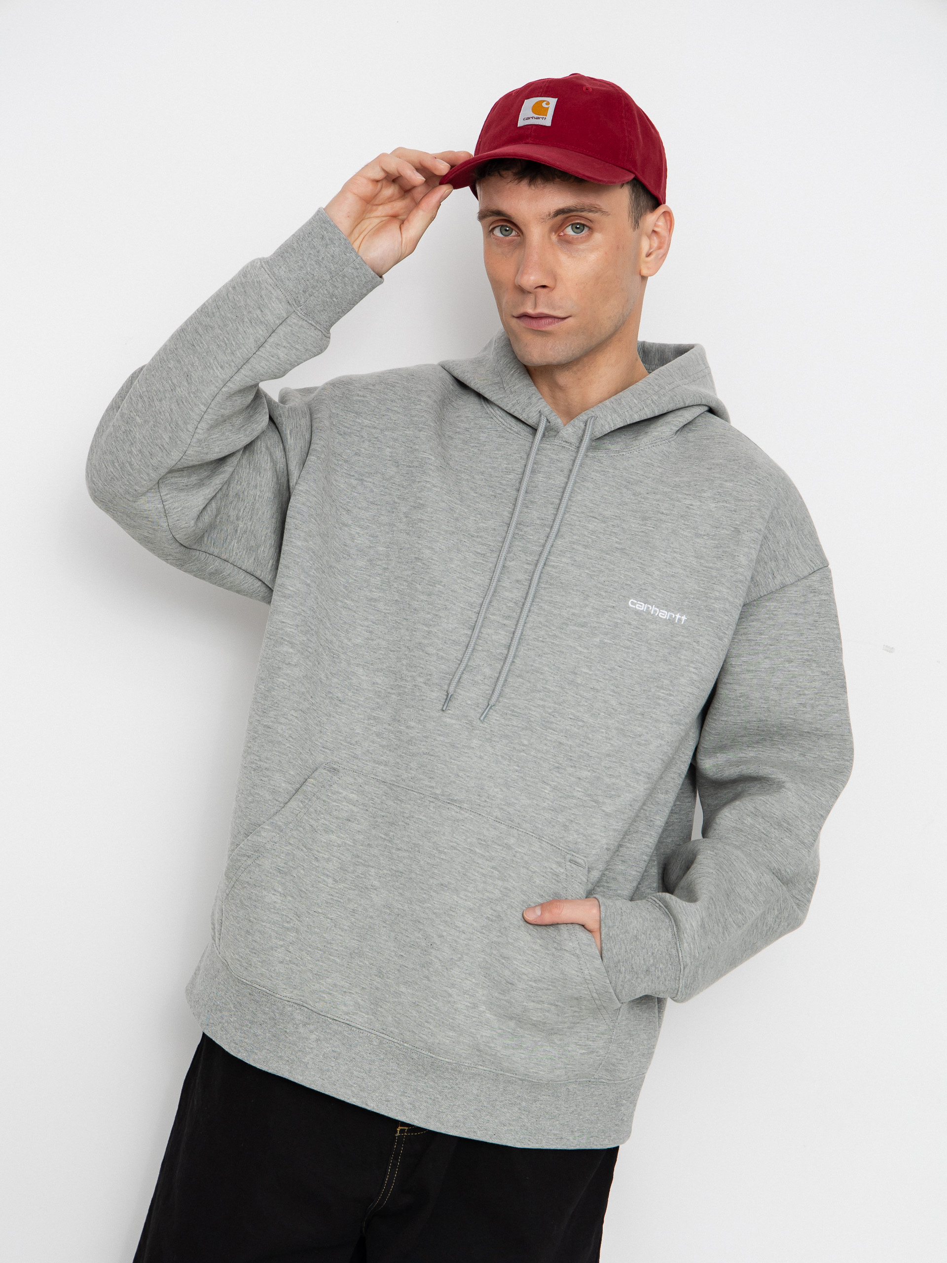 Mikina s kapucu0148ou Carhartt WIP Alda HD (grey heather/white)