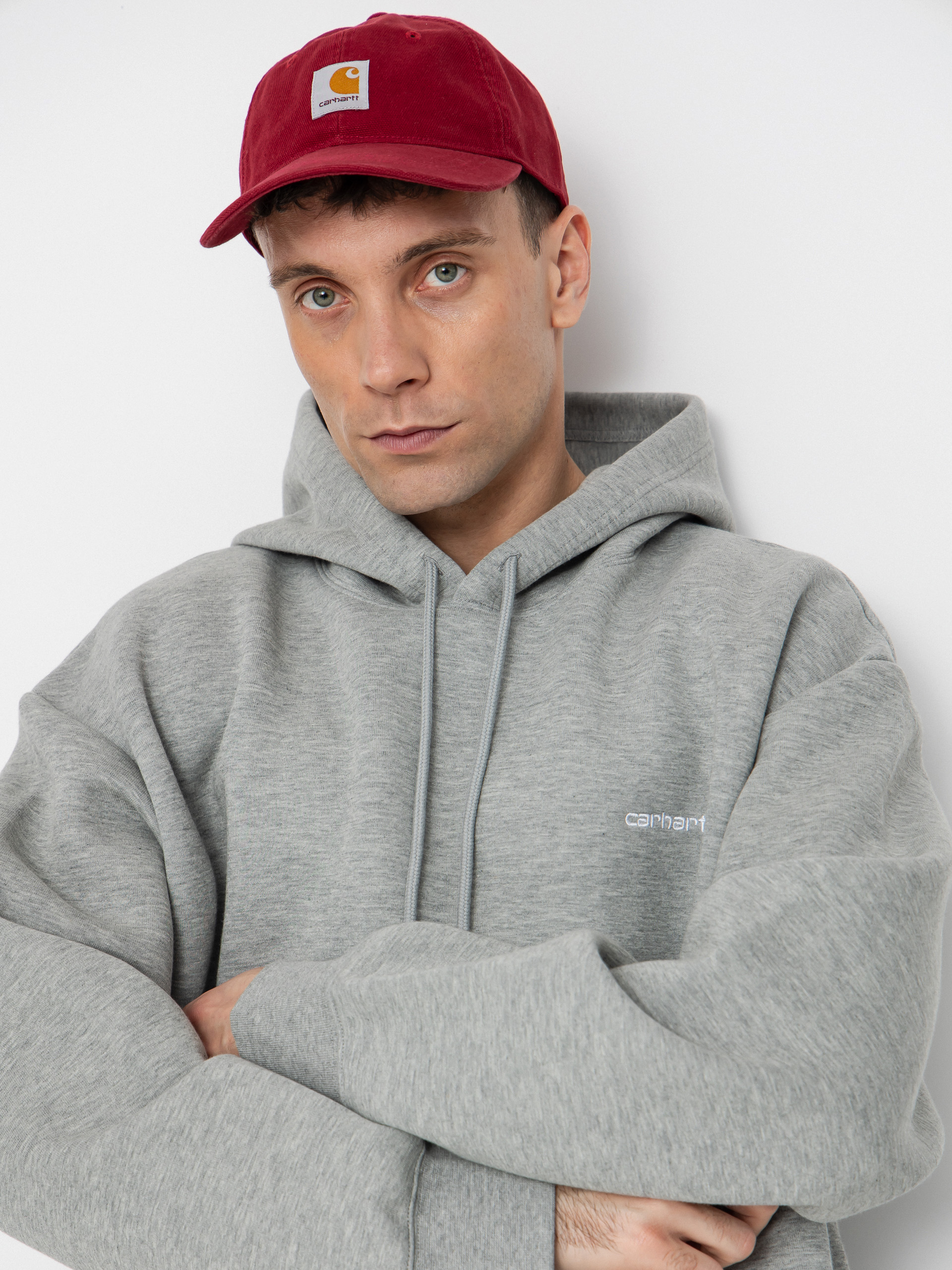 Mikina s kapucňou Carhartt WIP Alda HD (grey heather/white)