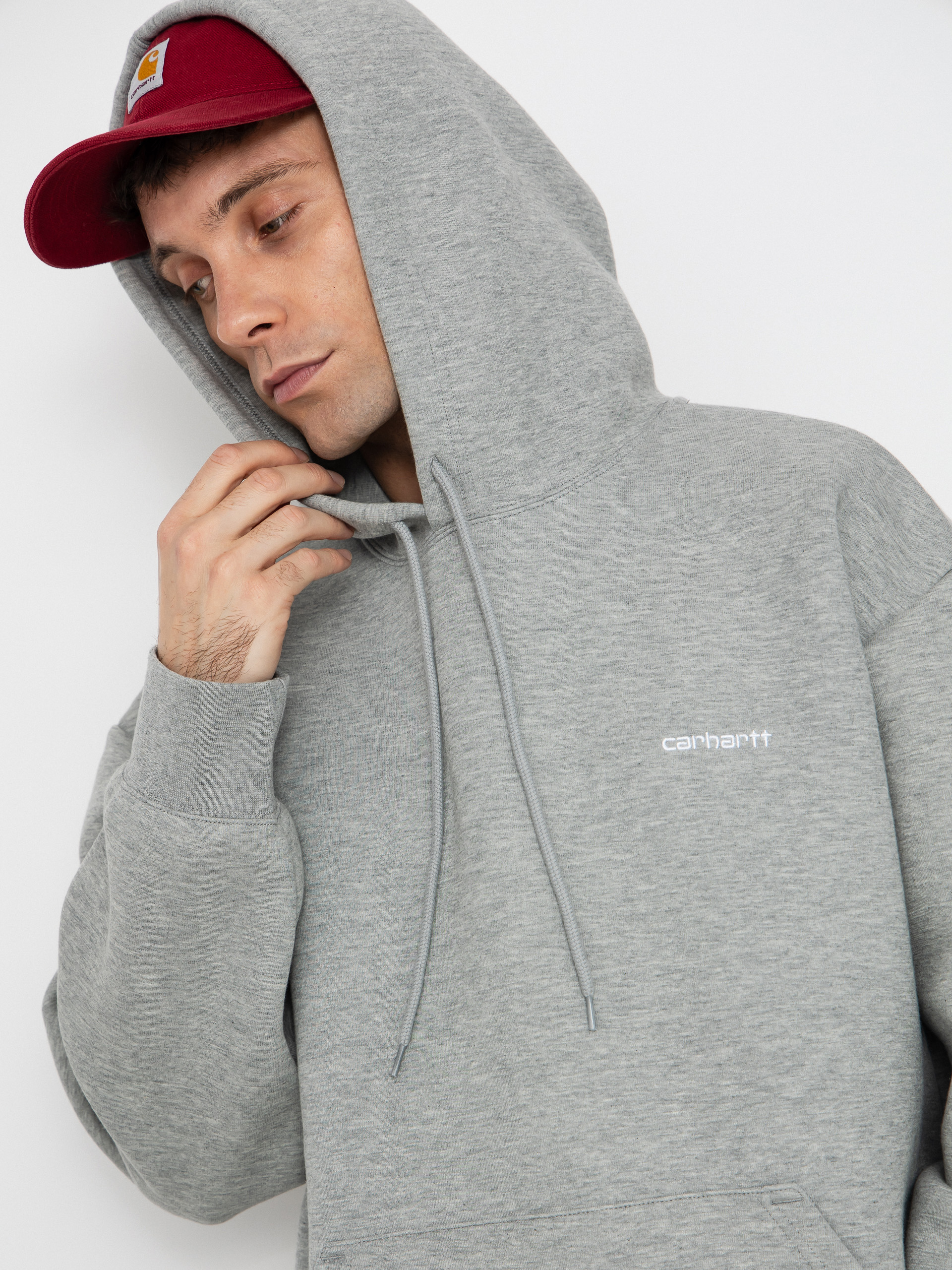 Mikina s kapucňou Carhartt WIP Alda HD (grey heather/white)