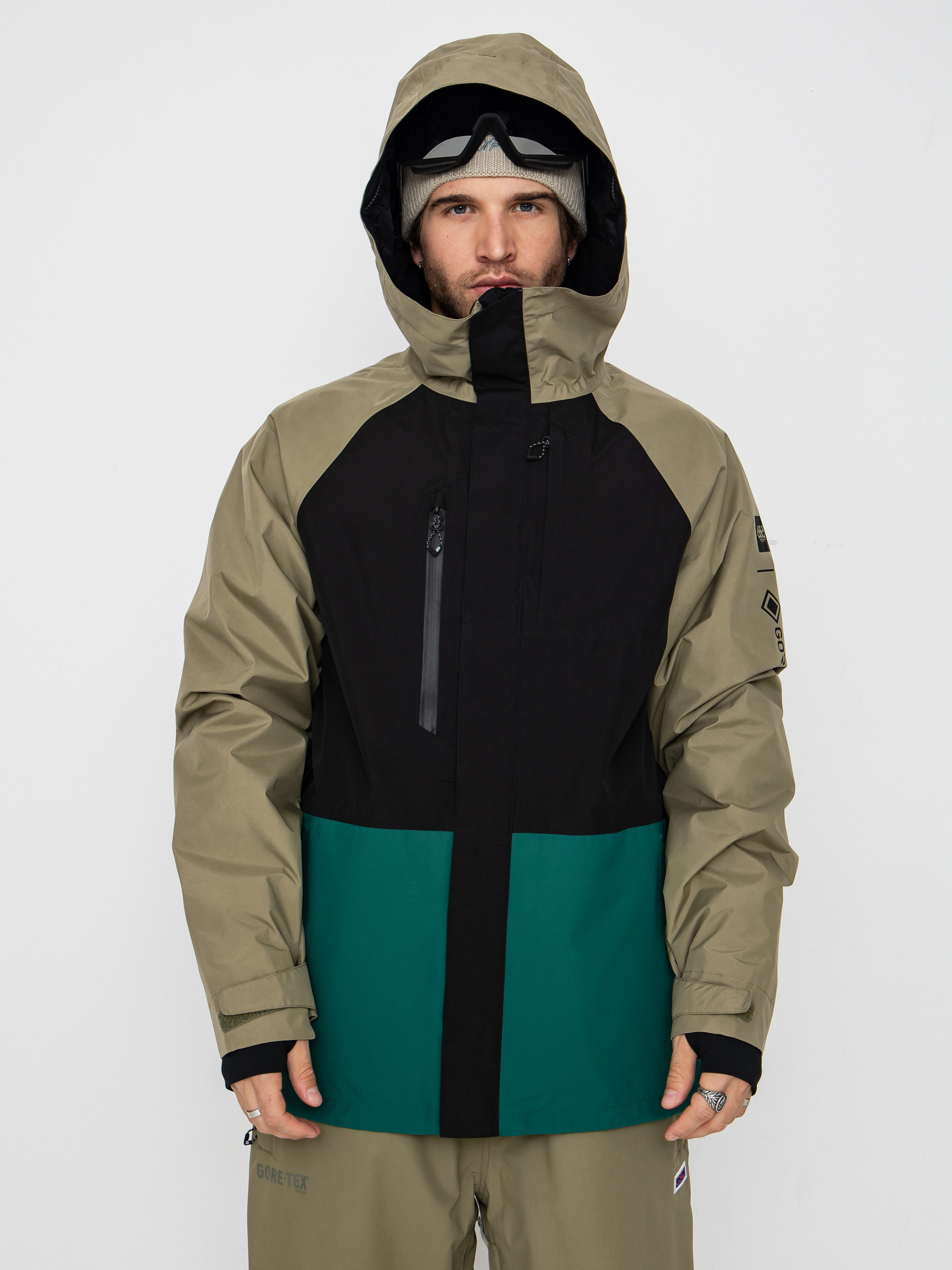 Snowboardovu00e1 bunda 686 Gore-TeX Core (sage colorblock)