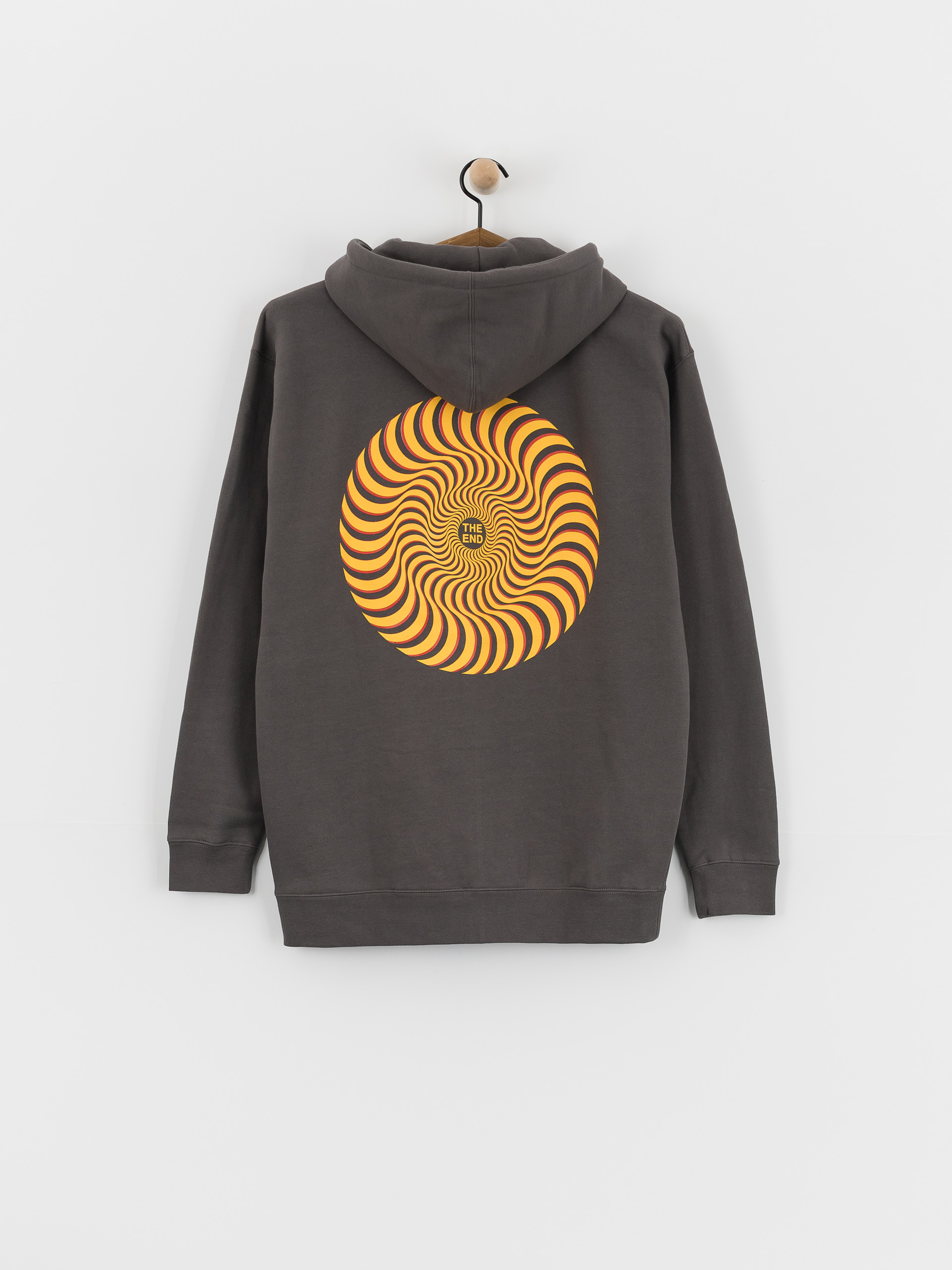 Mikina s kapucu0148ou Spitfire Classic Swirl Overlay ZHD (charcoal solid w/yellow & red prints)