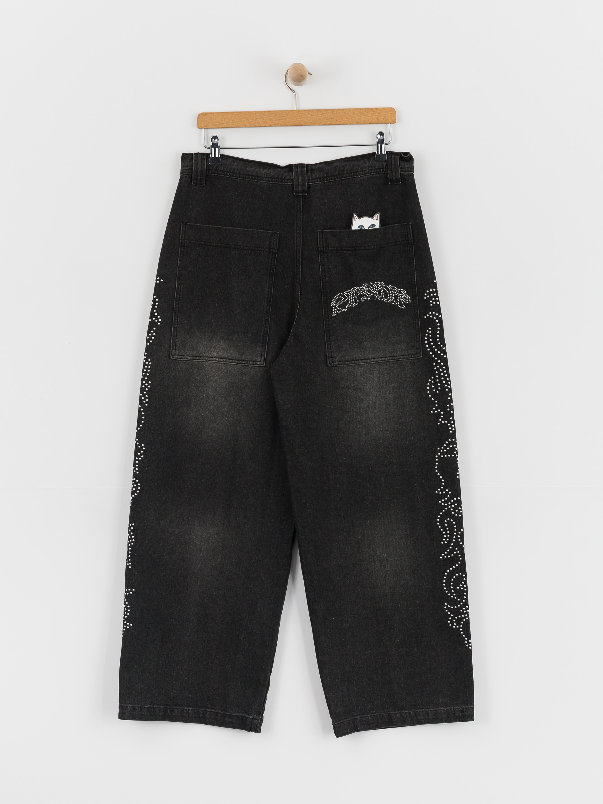 Nohavice RipNDip Pretty Flacko Extra Wide Leg (black vintage wash denim)
