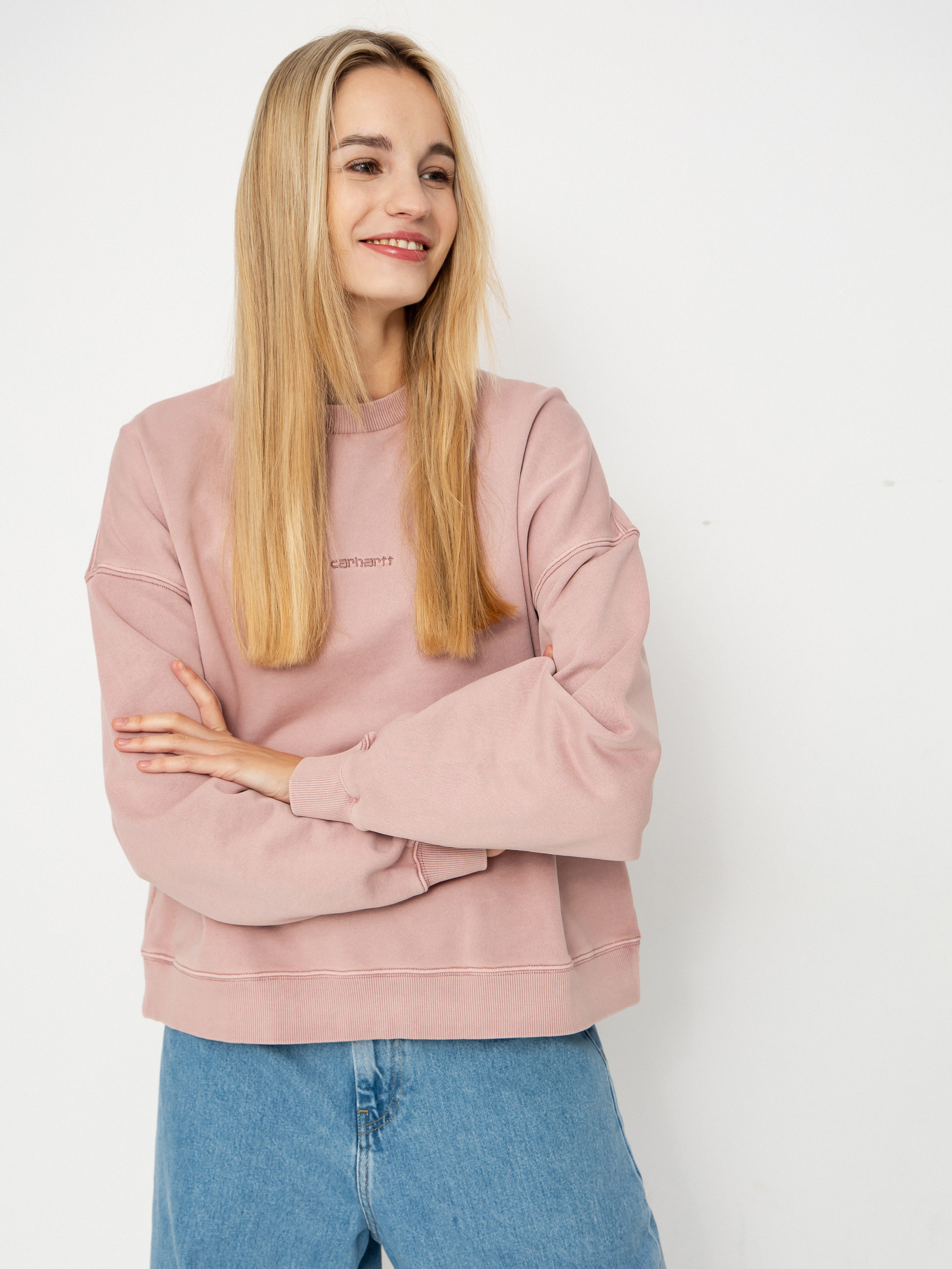 Mikina Carhartt WIP Benton Wmn (glassy pink/garment dyed)