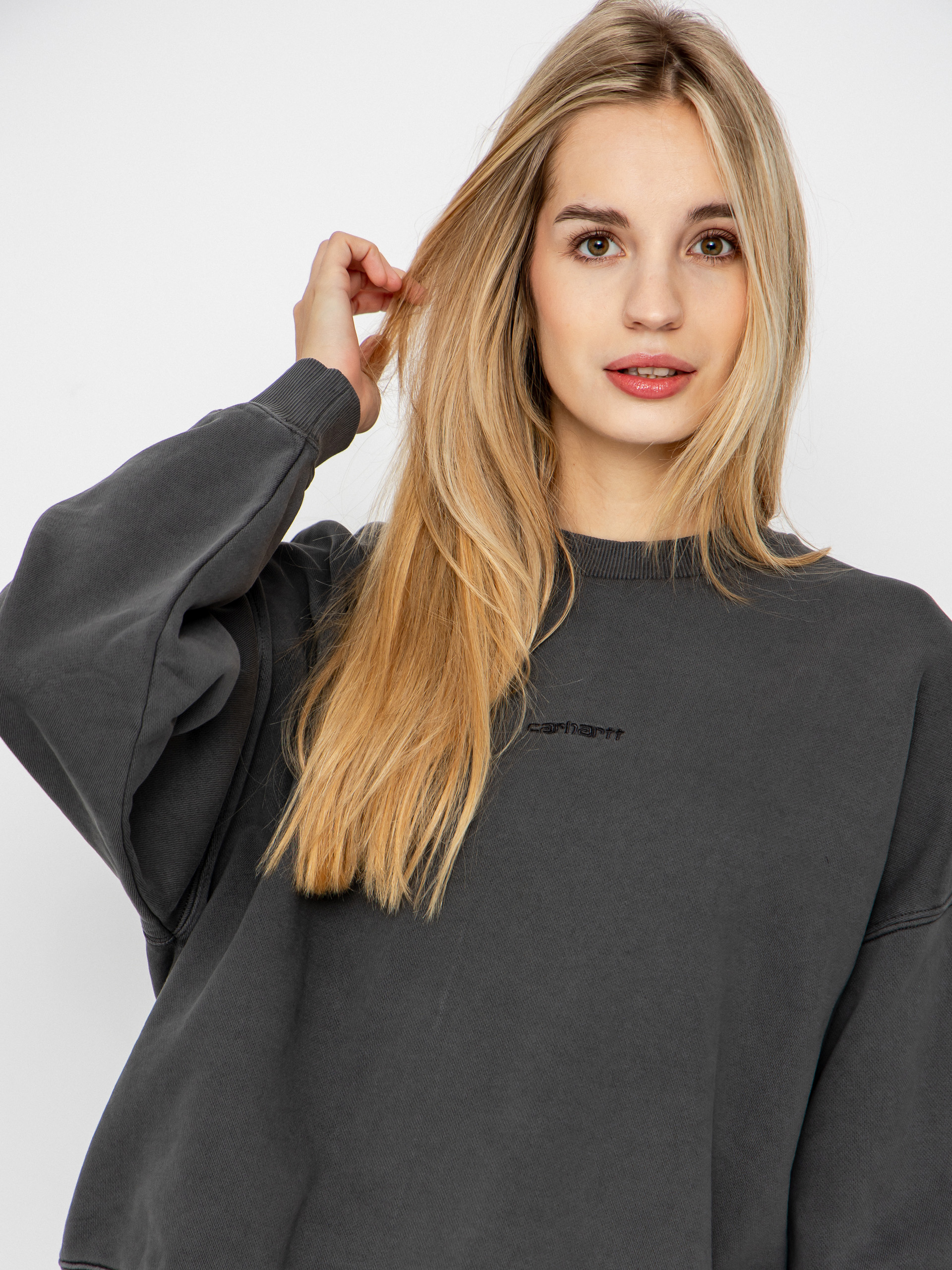 Mikina Carhartt WIP Benton Wmn (graphite/garment dyed)