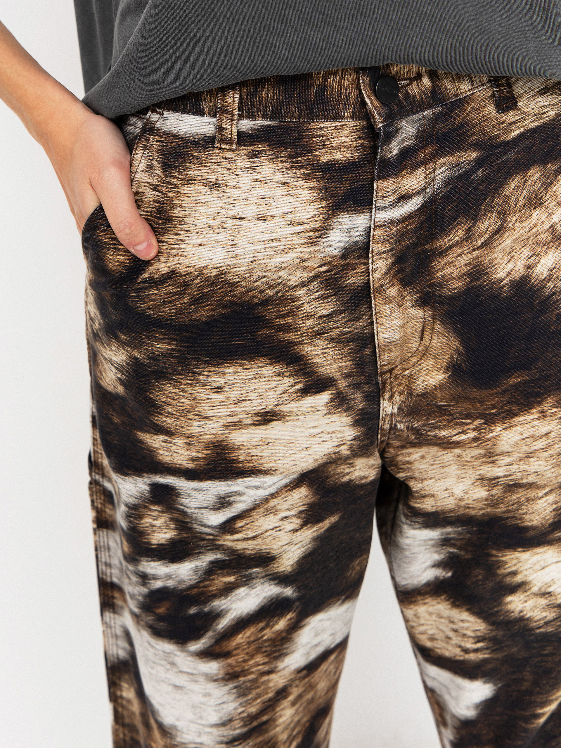 Nohavice Carhartt WIP Brandon Single Knee Wmn (wild dog print/stone washed)