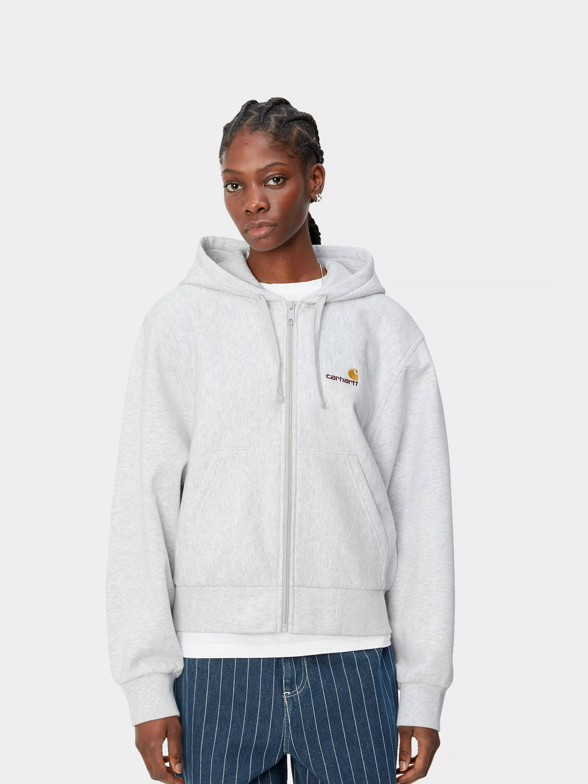 Mikina s kapucňou Carhartt WIP American Script ZHD Wmn (ash heather)