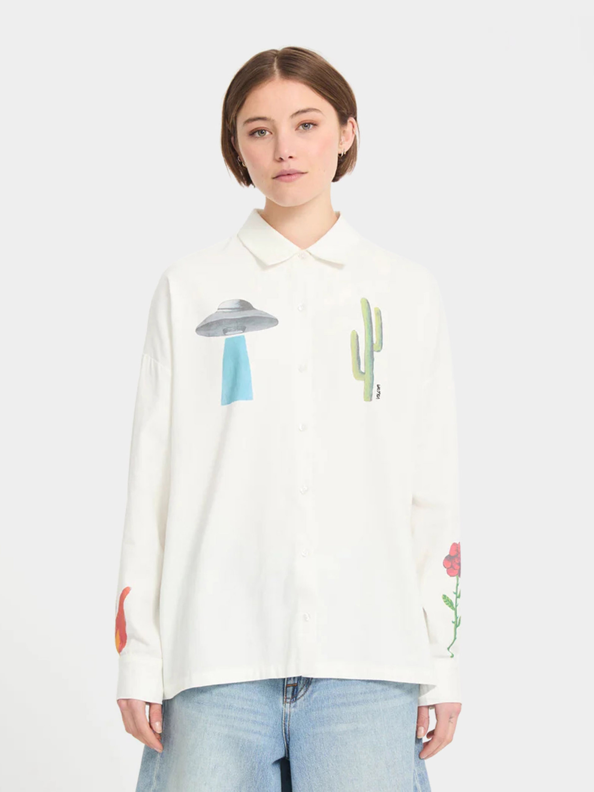 Košeľa Volcom Fa Mickey Mason Wmn (off white)