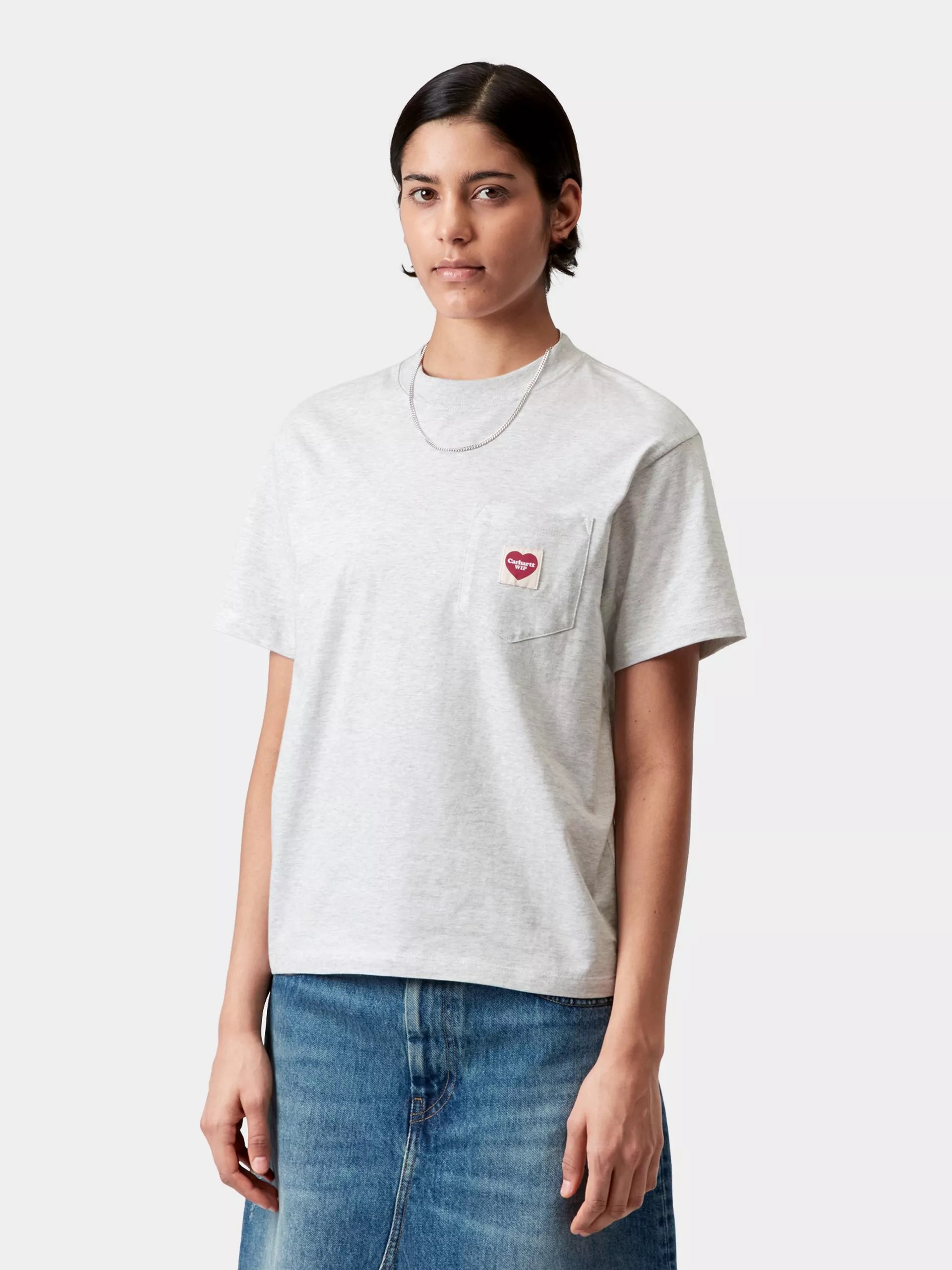 Tričko Carhartt WIP Pocket Heart Wmn (ash heather/red)